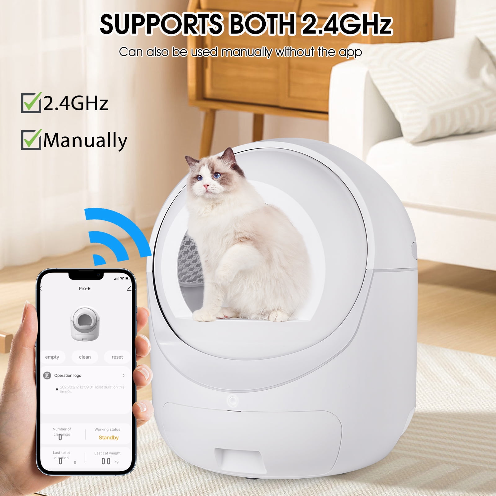 Smart Automatic Cat Litter Box, Self Cleaning Litter Box, App Control, Support 5G & 2.4G WiFi for Multiple Cats - Image 4