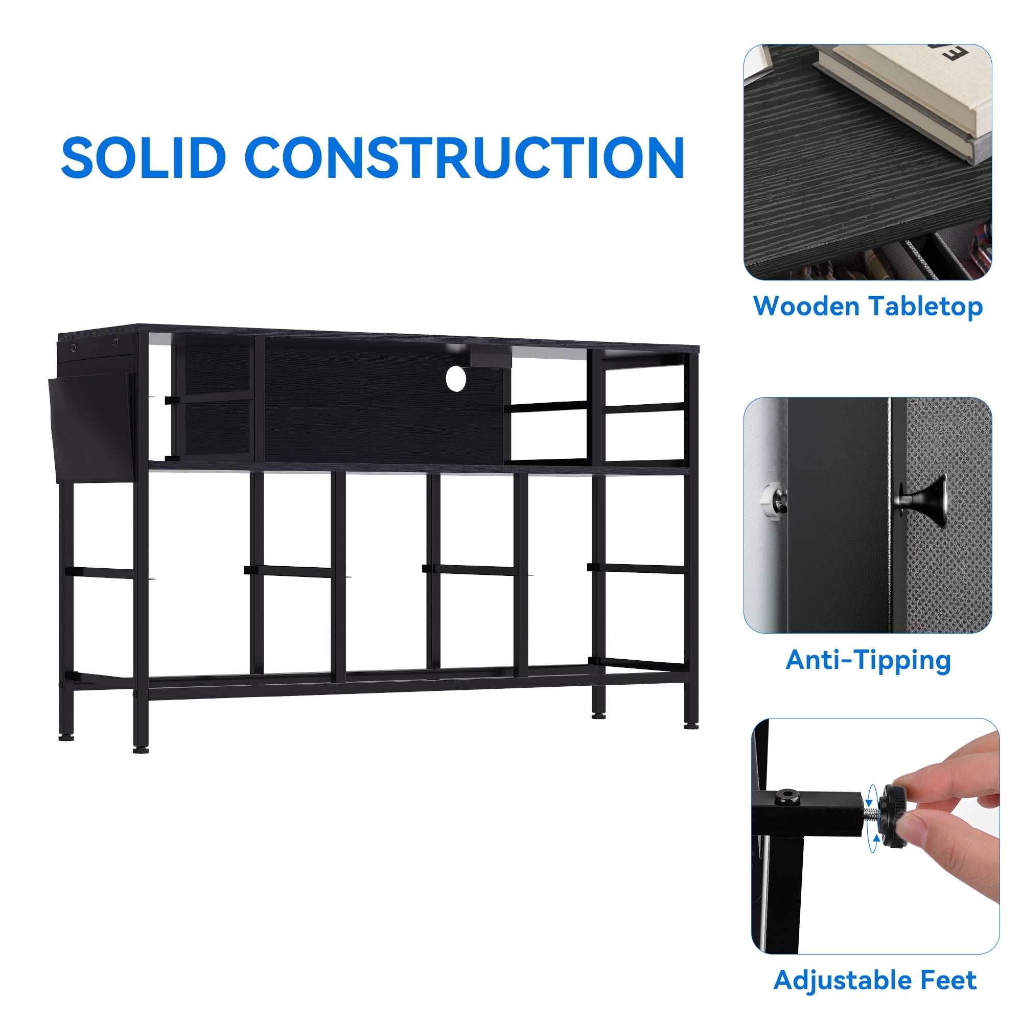 Uforic 10-Drawer Fabric Dresser for Adults, Storage Chest with LED Lights & Power Outlets, TV Stand - Image 4