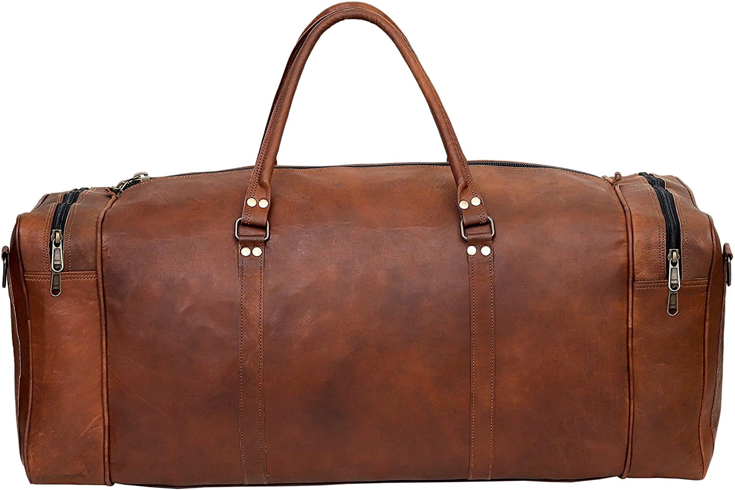 Handmade Vintage Travel Luggage 24 Inch Duffel Gym Sports Bag Weekender - Image 4