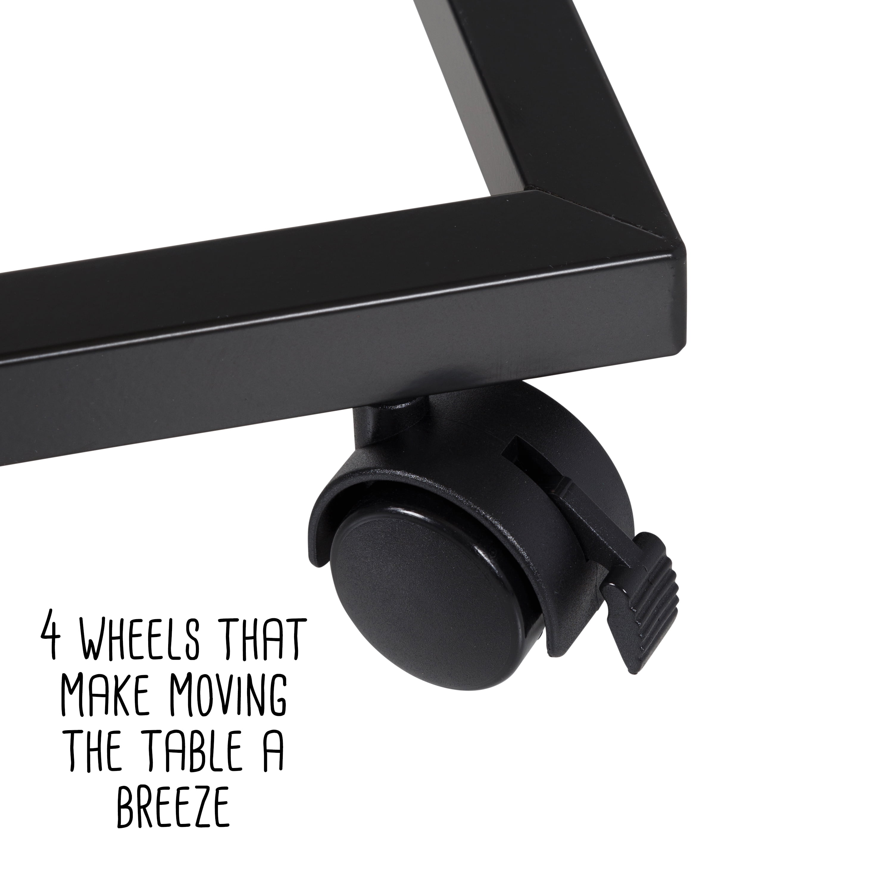 Honey-Can-Do C-Shaped Side Table with Outlets and Wheels, Natural/Black - Image 9