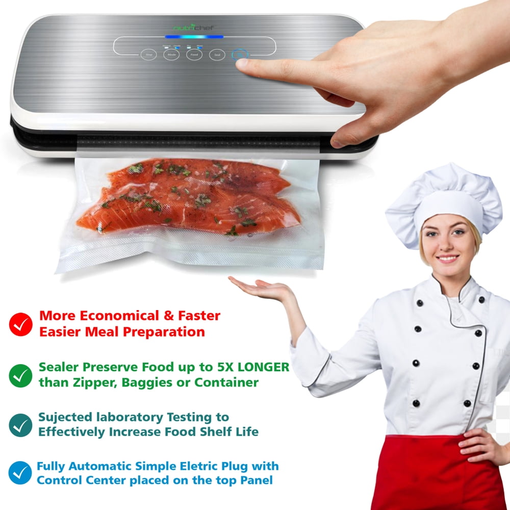 NutriChef PKVS18SL Automatic Food Vacuum Sealer, Electric Air Sealing Preserver System (Silver) - Image 3