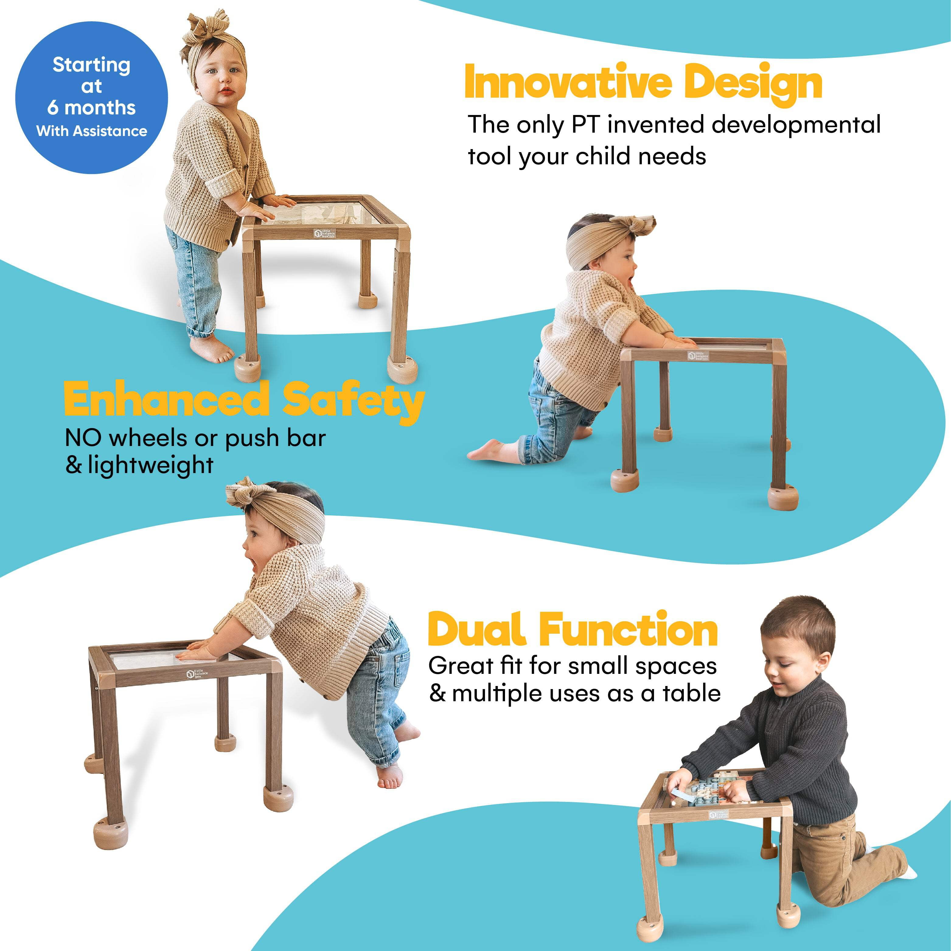 InspiraSpark Little Balance Box Grow - PT Designed Adjustable Montessori Baby Push Walker & Activity Table, Safe Spring Feet - Image 5