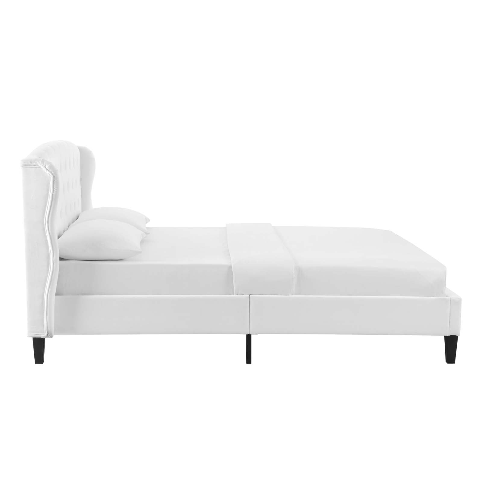Modway Penelope Tufted Wingback Queen Performance Velvet Platform Bed in White - Image 4