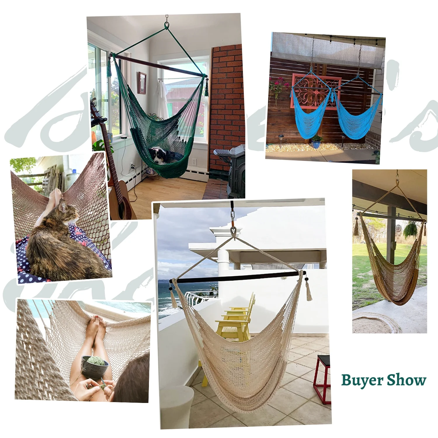 Bathonly Portable Caribbean Hammock Swing Chair with Wood Bar, Outdoor Indoor, Max 330 lbs, Brown - Image 3