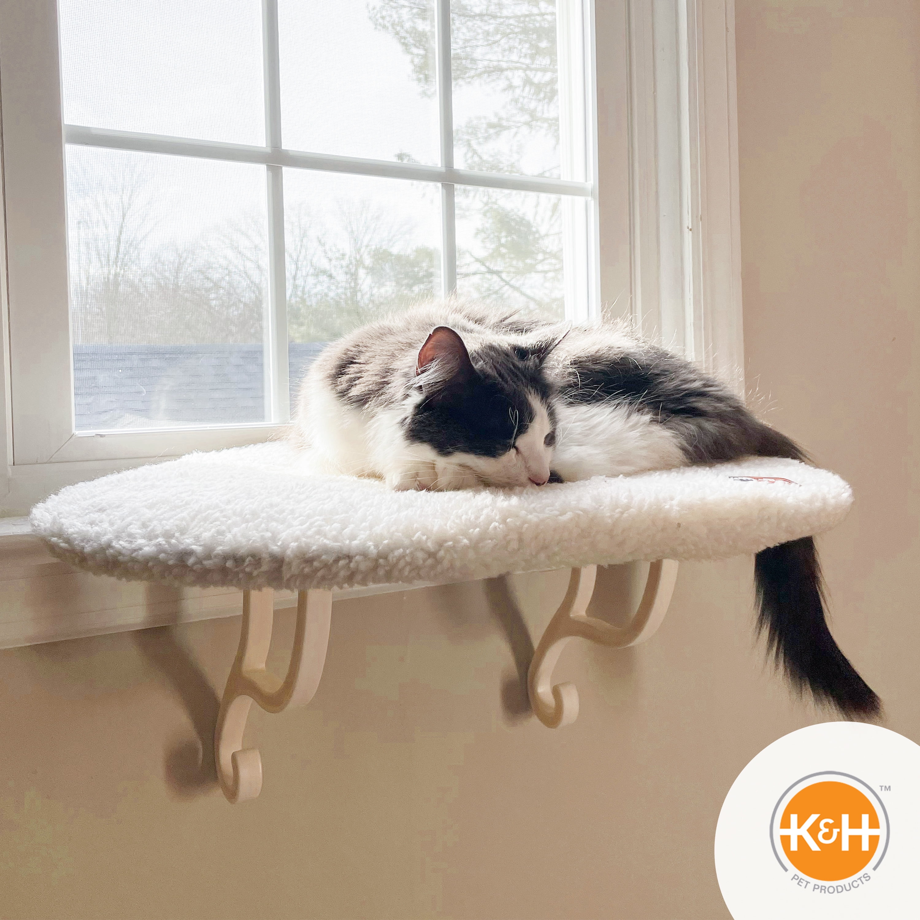 K&H Pet Products Kitty Sill Window Perch Seat with Washable Cover, 14 x24", Holds up to 40lbs, Unheated - Image 2