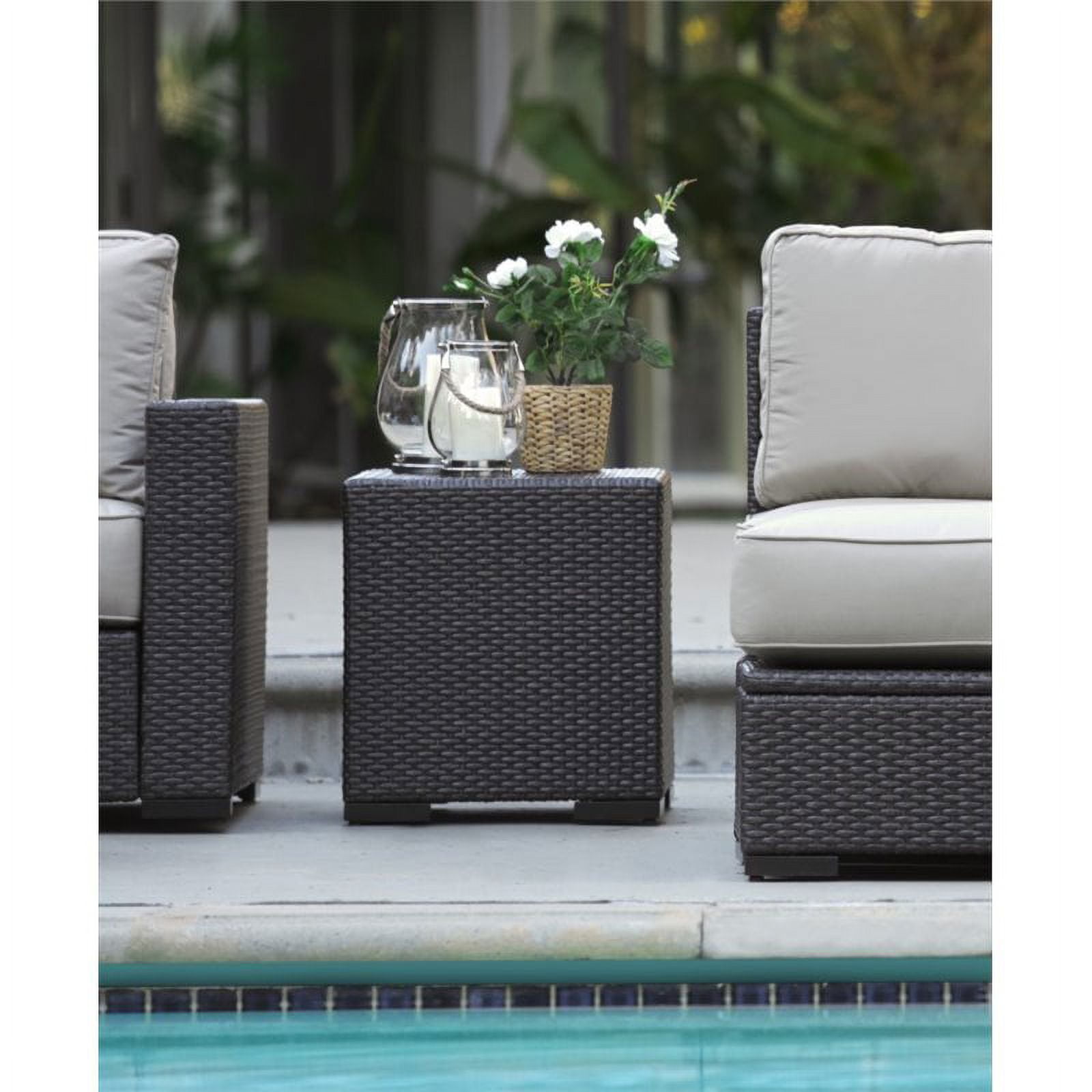 Serta Laguna Outdoor Storage Side Table - Brown Wicker - Image 5