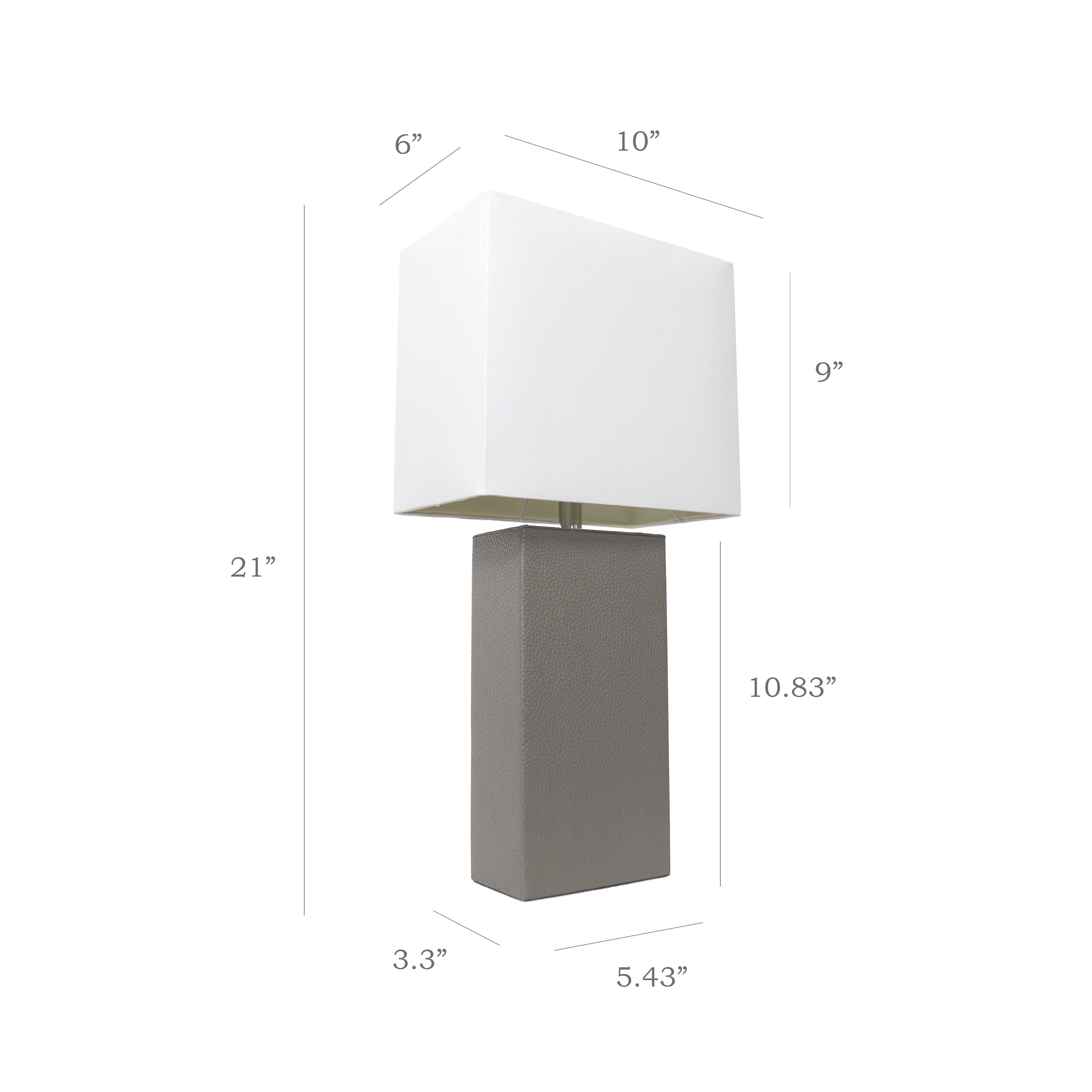 Elegant Designs Leather Table Lamp 2 Pack in Gray with White Shade - Image 5