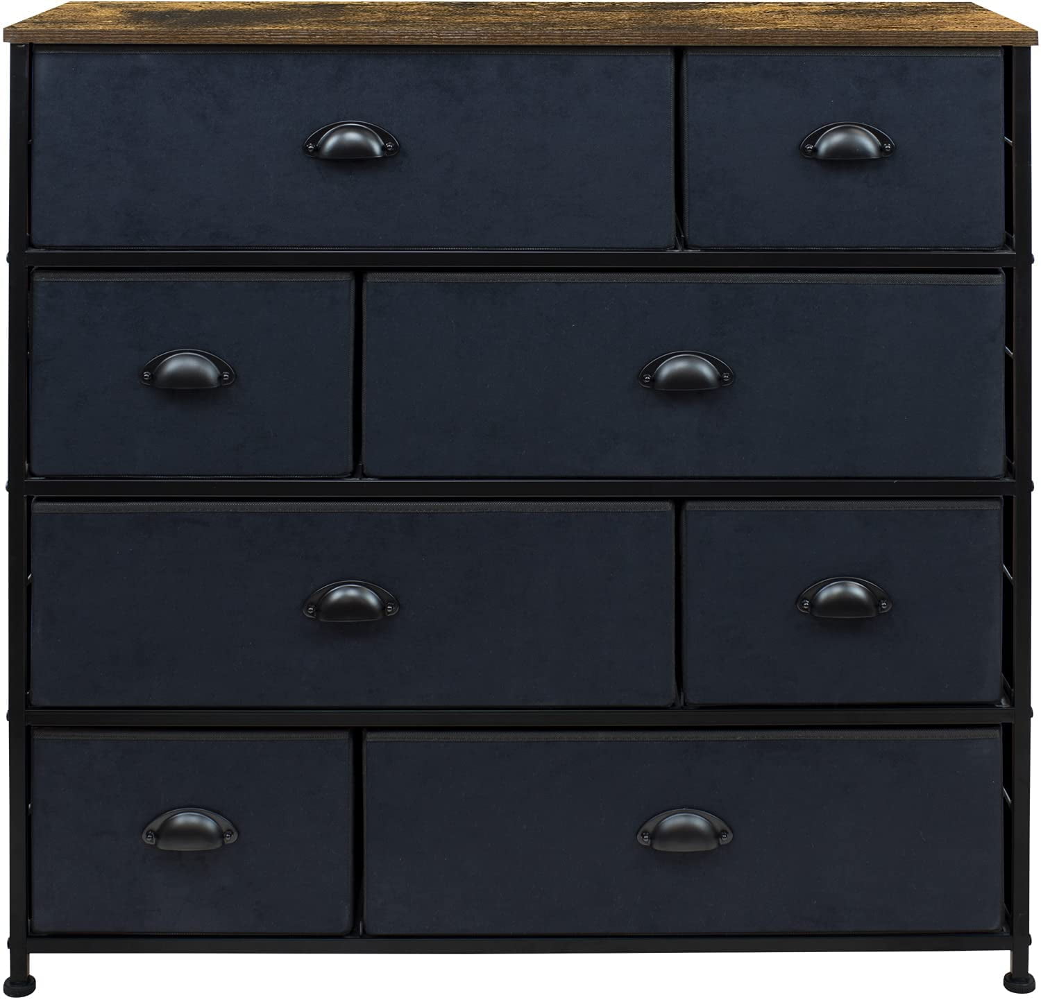 8 Drawers Dressers for Bedroom, Chest for Bedroom Office Organization - Steel Iron Frame, Rustic Farmhouse Wood Top - Black - Image 5