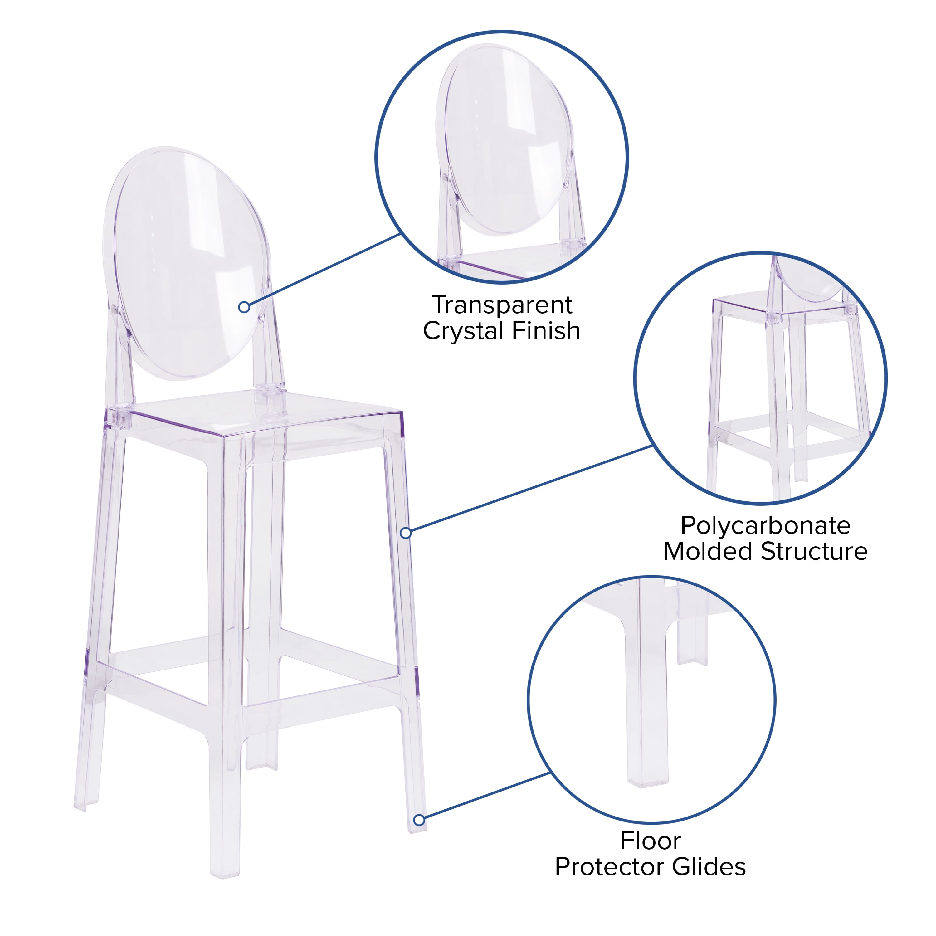 Flash Furniture Revna Ghost Barstool with Oval Back, Transparent Crystal - Image 9