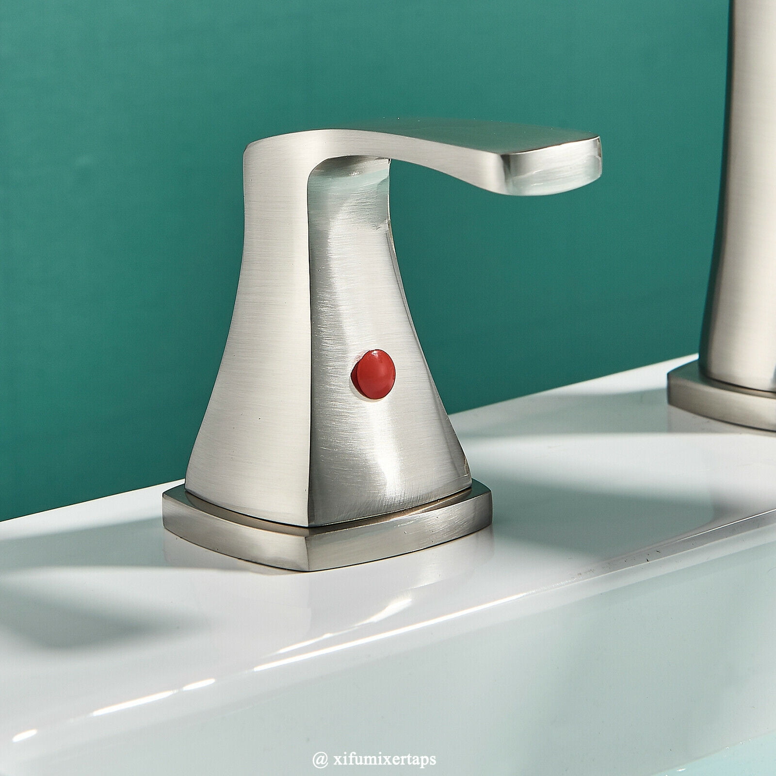 Zovajonia 8 Widespread Waterfall Bathroom Sink Faucet 3 hole Vanity Mixer Brushed Nickel - Image 6