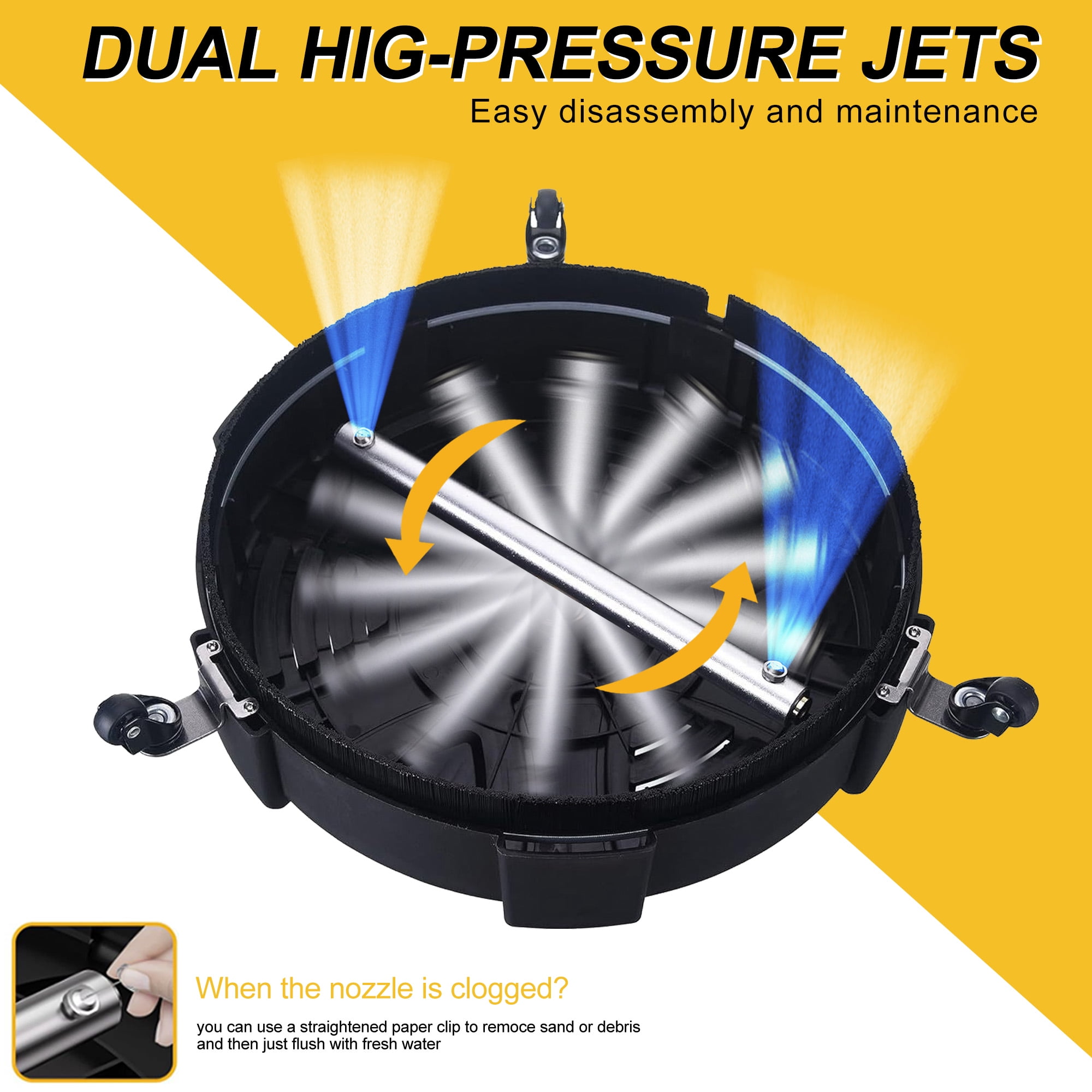 16" Pressure Washer Cleaner, Stainless Steel, 3600 PSI with 1/4 Inch Quick Connector 2 Extension Wands - Image 2