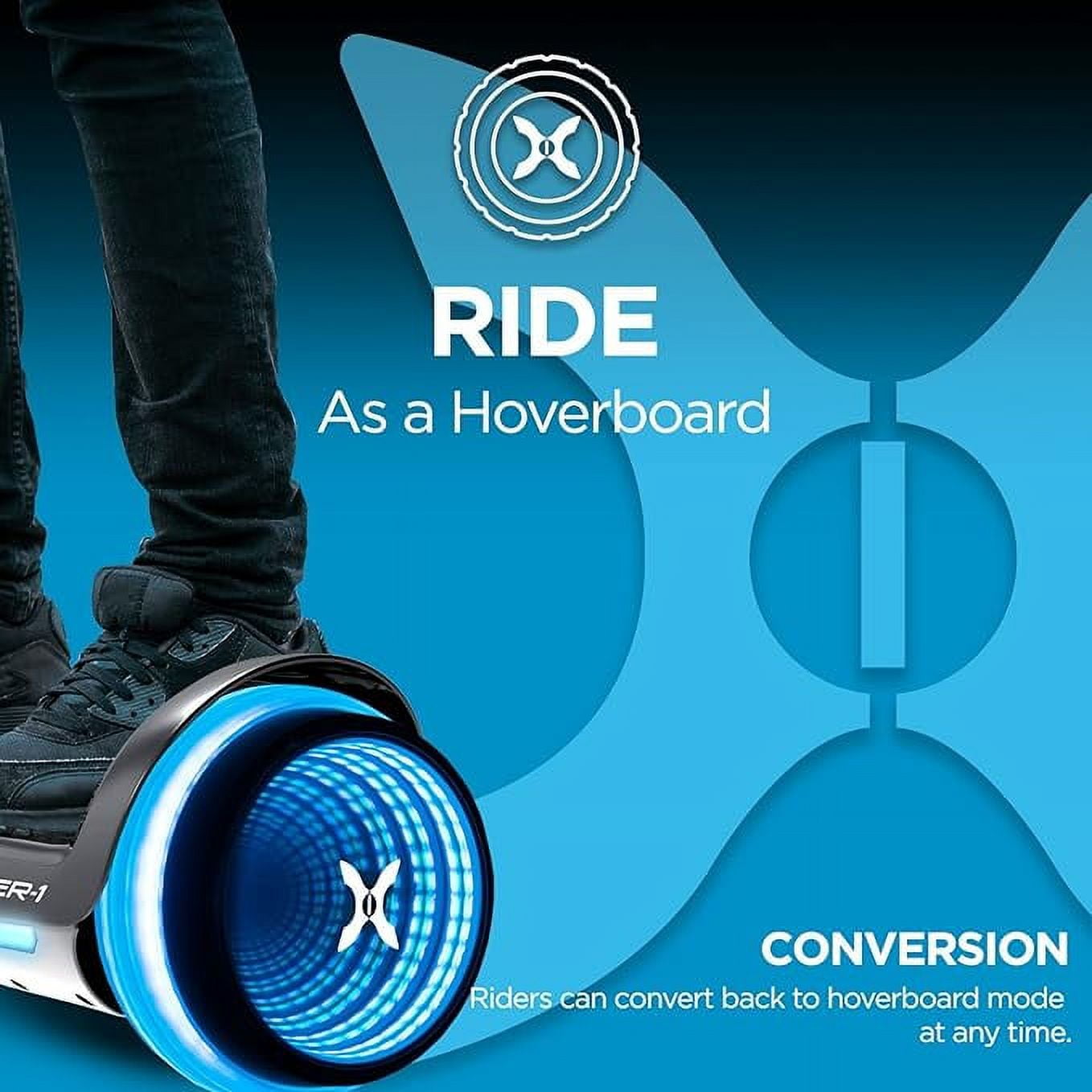 Hover-1 Turbo Hoverboard and Kart Combo, Infinity LED Wheels, Black - Image 6