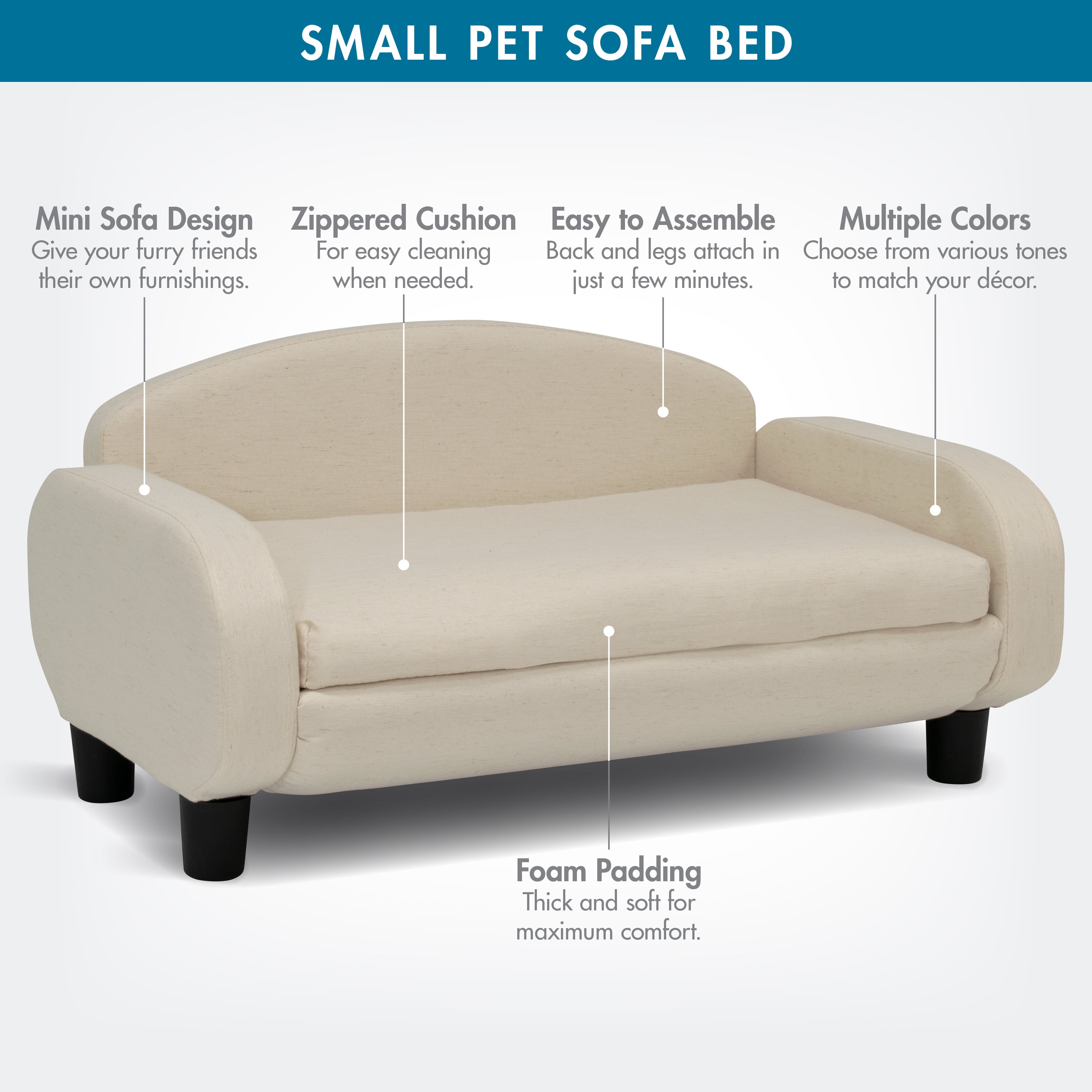 Paws & Purrs Modern Pet Sofa Bed – 31.5" Wide Low-Back Lounger for Dogs & Cats – Removable Washable Mattress Cover, Espresso / Oatmeal - Image 9