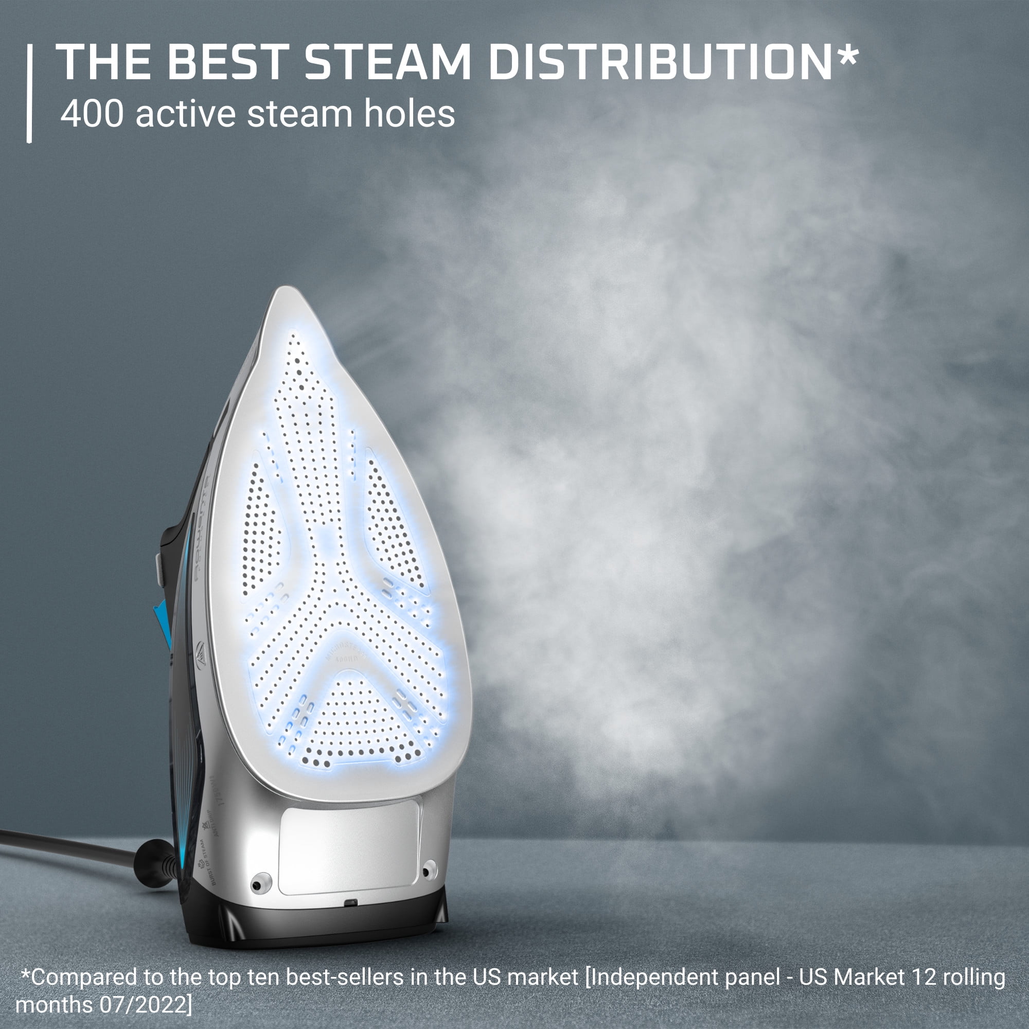 Rowenta Focus Excel Steam Iron for Clothes, Stainless Steel Soleplate, 1750 Watts, Black & Blue, DW5280 - Image 5