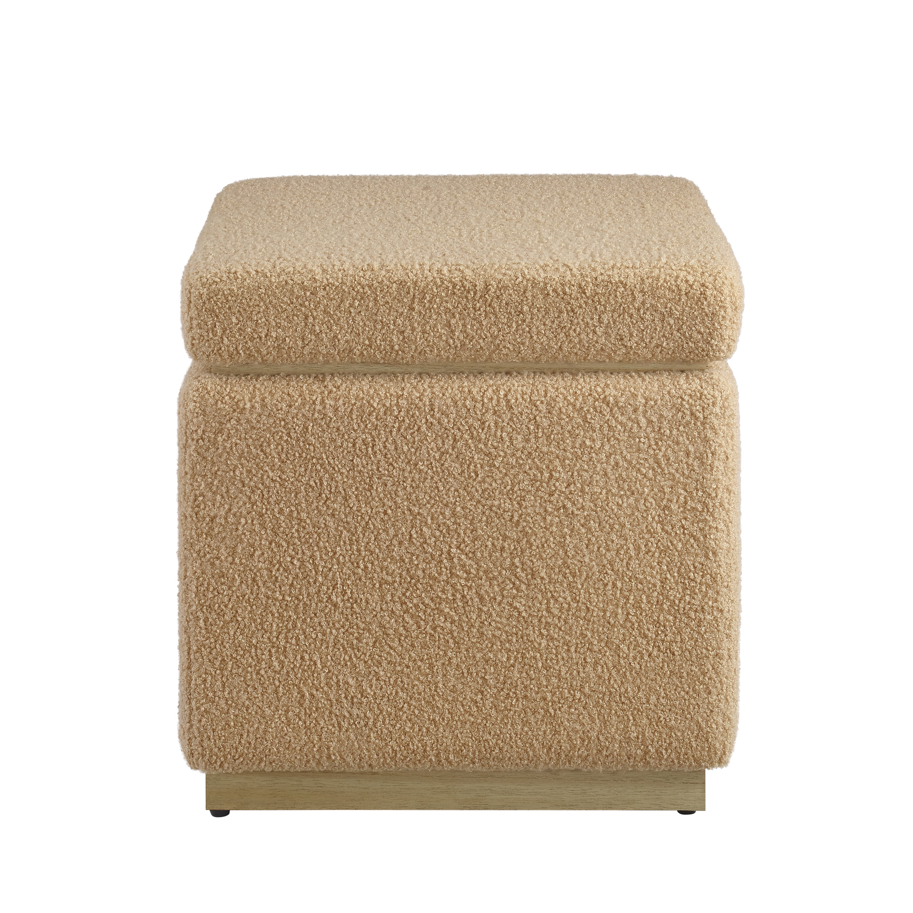 Linon Elta Square Storage Ottoman, Tan Sherpa - Image 5