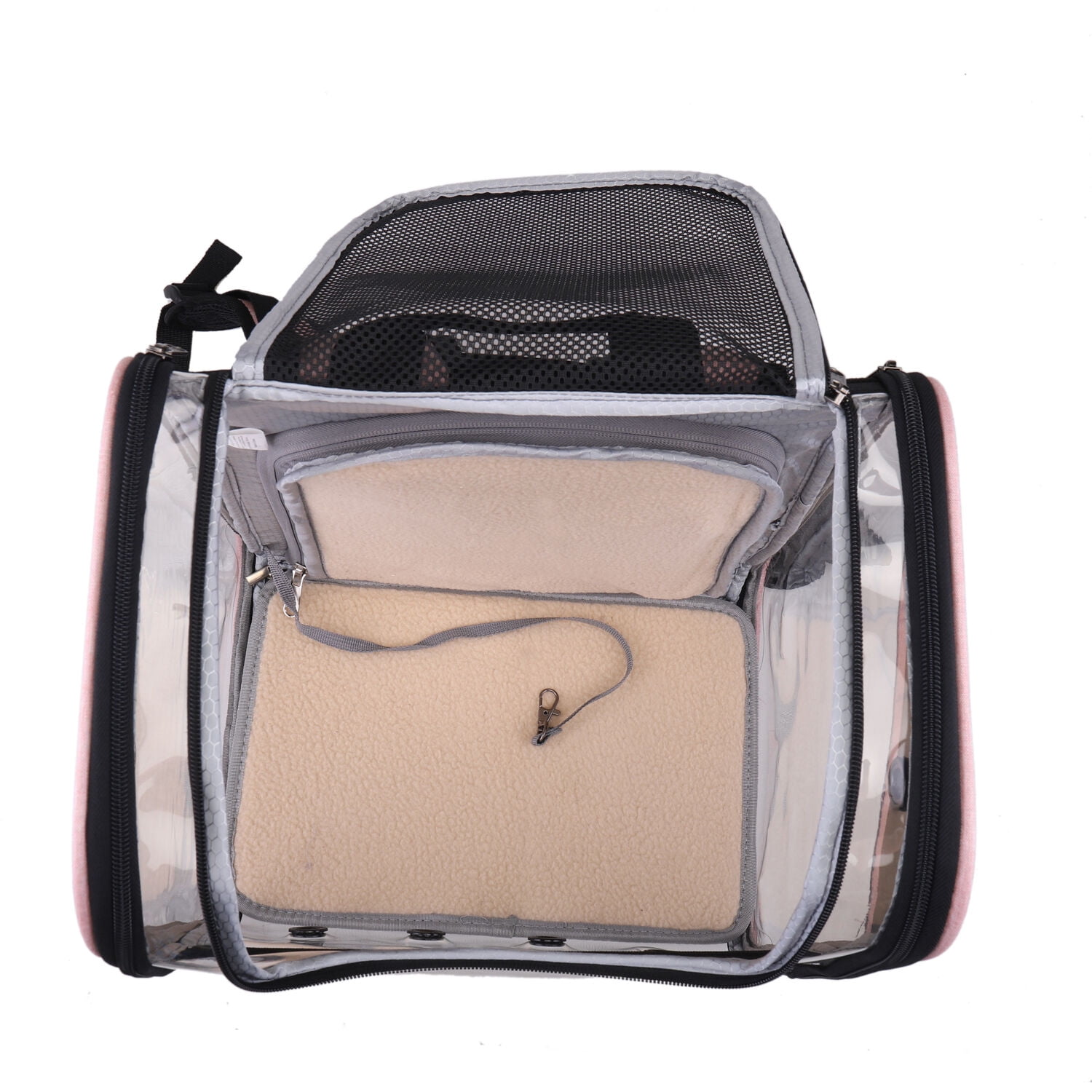 Critter Sitters Light Pink See-Through Pet Backpack for Small Dogs, Cats with Scratch Resistant Breathable Mesh Window | Airline Carry-On Approved | Safety Leash | Durable Transporation for Animals - Image 6
