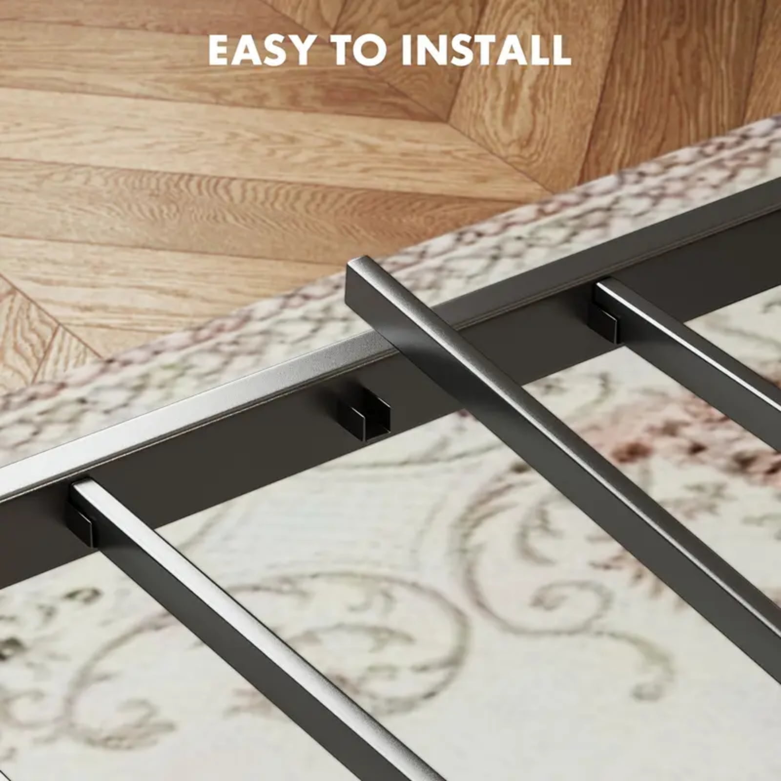 CONCETTA Queen Size Bed Frame with Headboard, Solid and Stable, No Box Spring Needed, Easy Assembly - Image 4