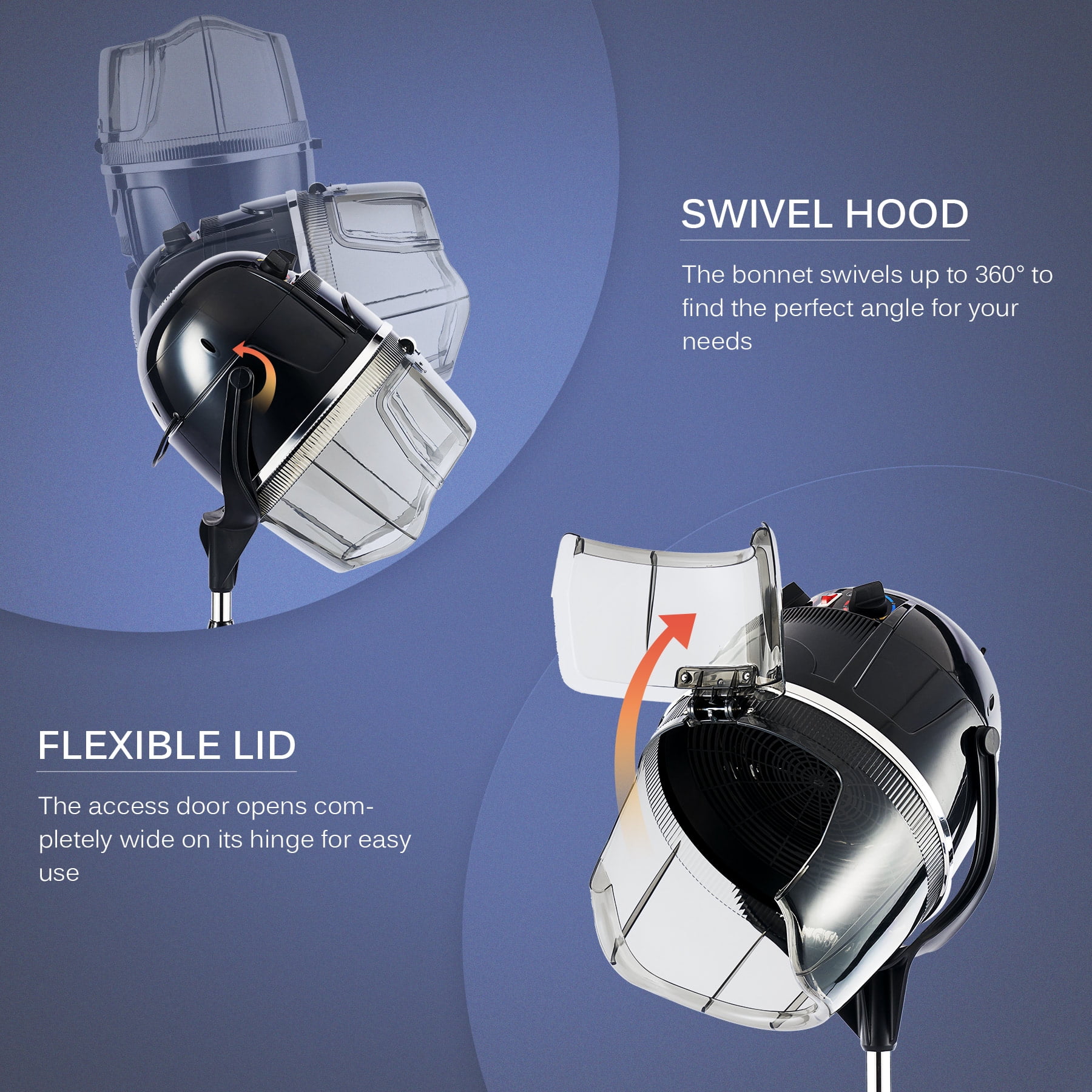 Upgraded CO-Z Professional Salon Standing Bonnet & Hood Hair Dryer, 1300 Watts, Black - Image 8