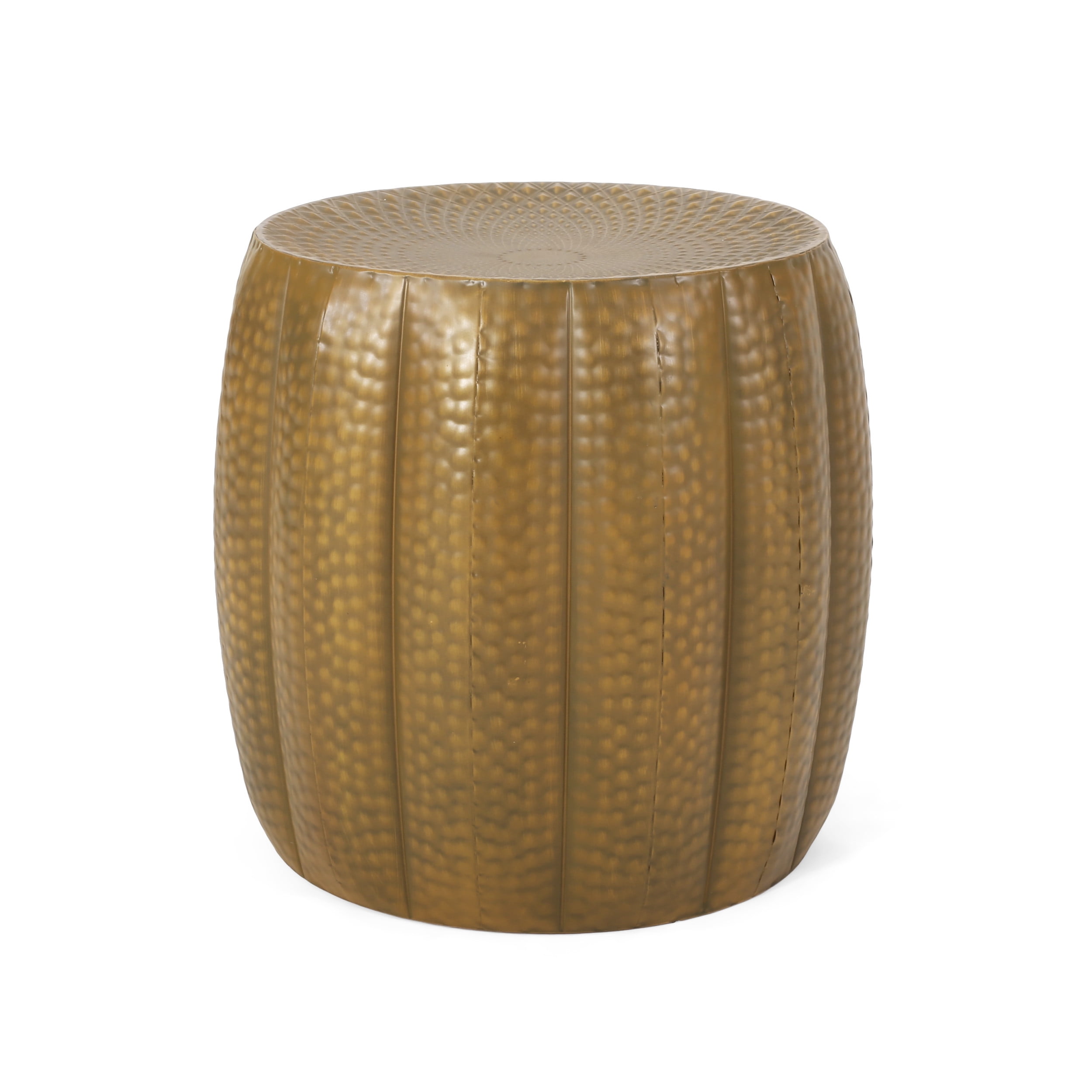 Noble House Perrotto Metal Mandala Pumpkin Side Tables, Set of 2, Brushed Antique Gold - Image 5