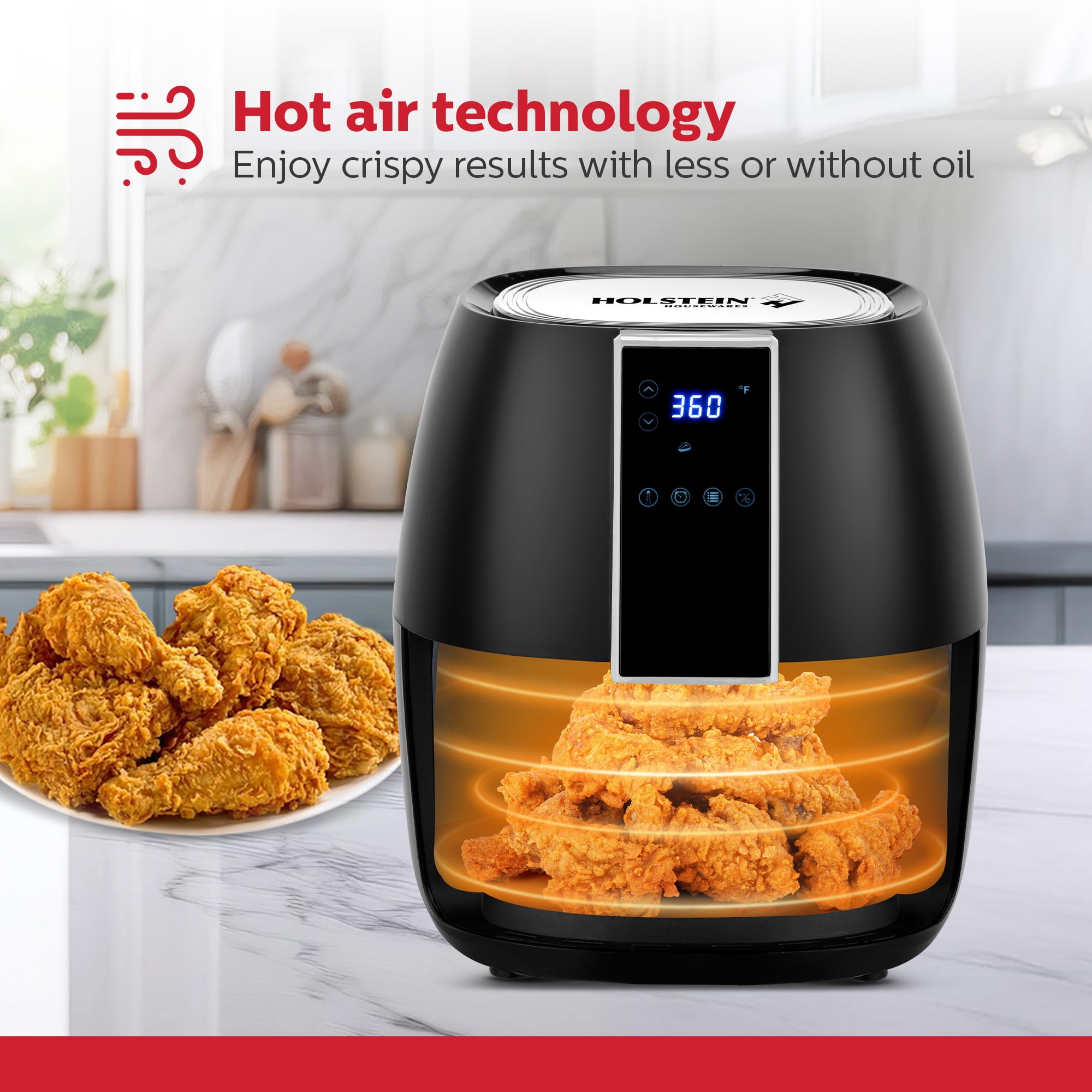 Holstein Housewares - 3.7QT Digital Air Fryer, Black - Convenient and User Friendly with Optimal Control Panel and Seven Cooking Presets - Image 5