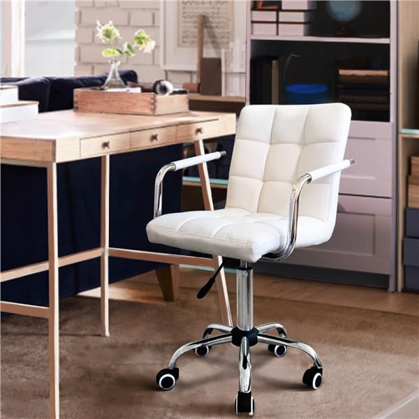 Renwick Desk Chairs Height Adjustable PU Leather Stylish Office Chair, White - Image 9