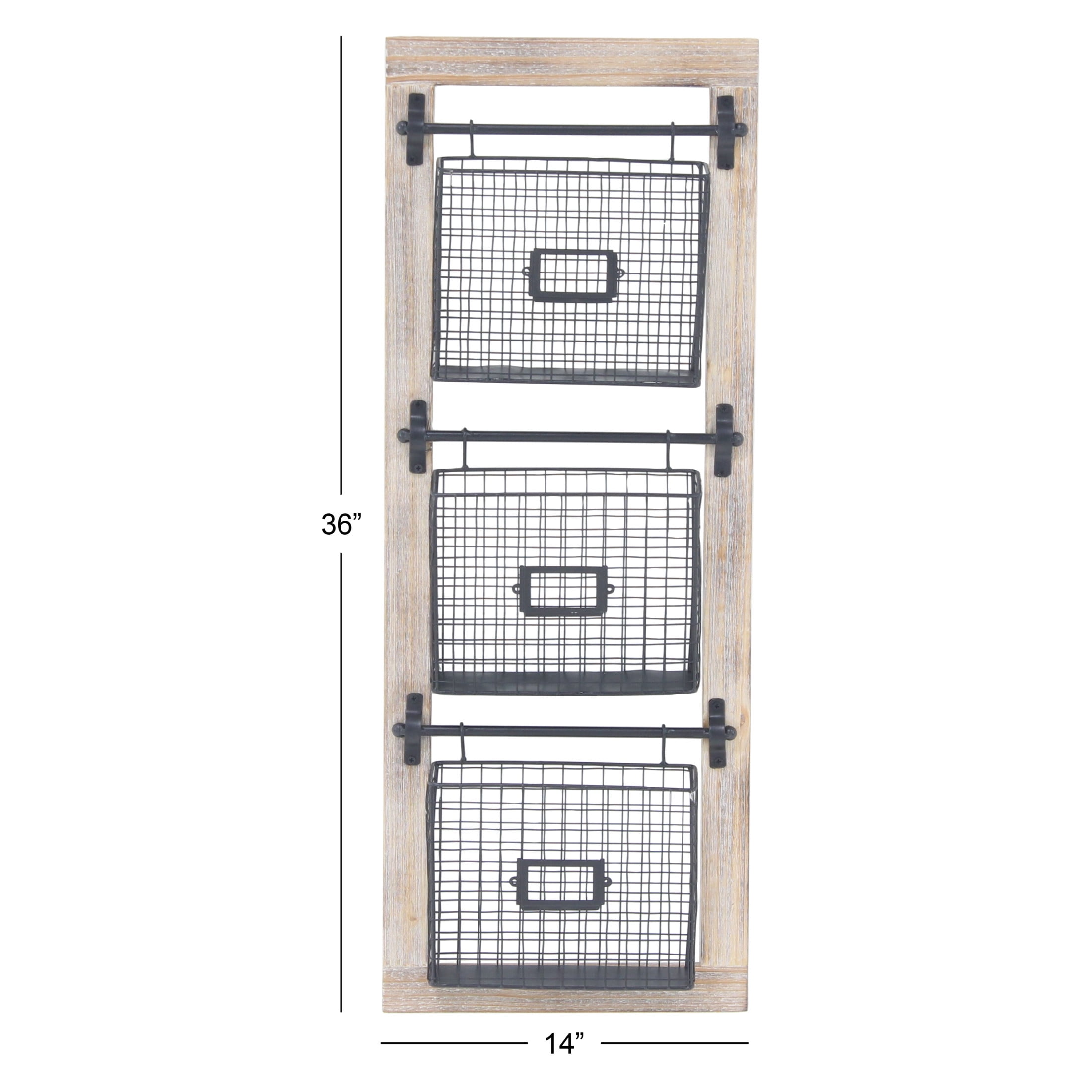 DecMode 36" Black Metal 3 Slot Suspended Wire Basket Magazine Rack Holder with Label Slot - Image 13
