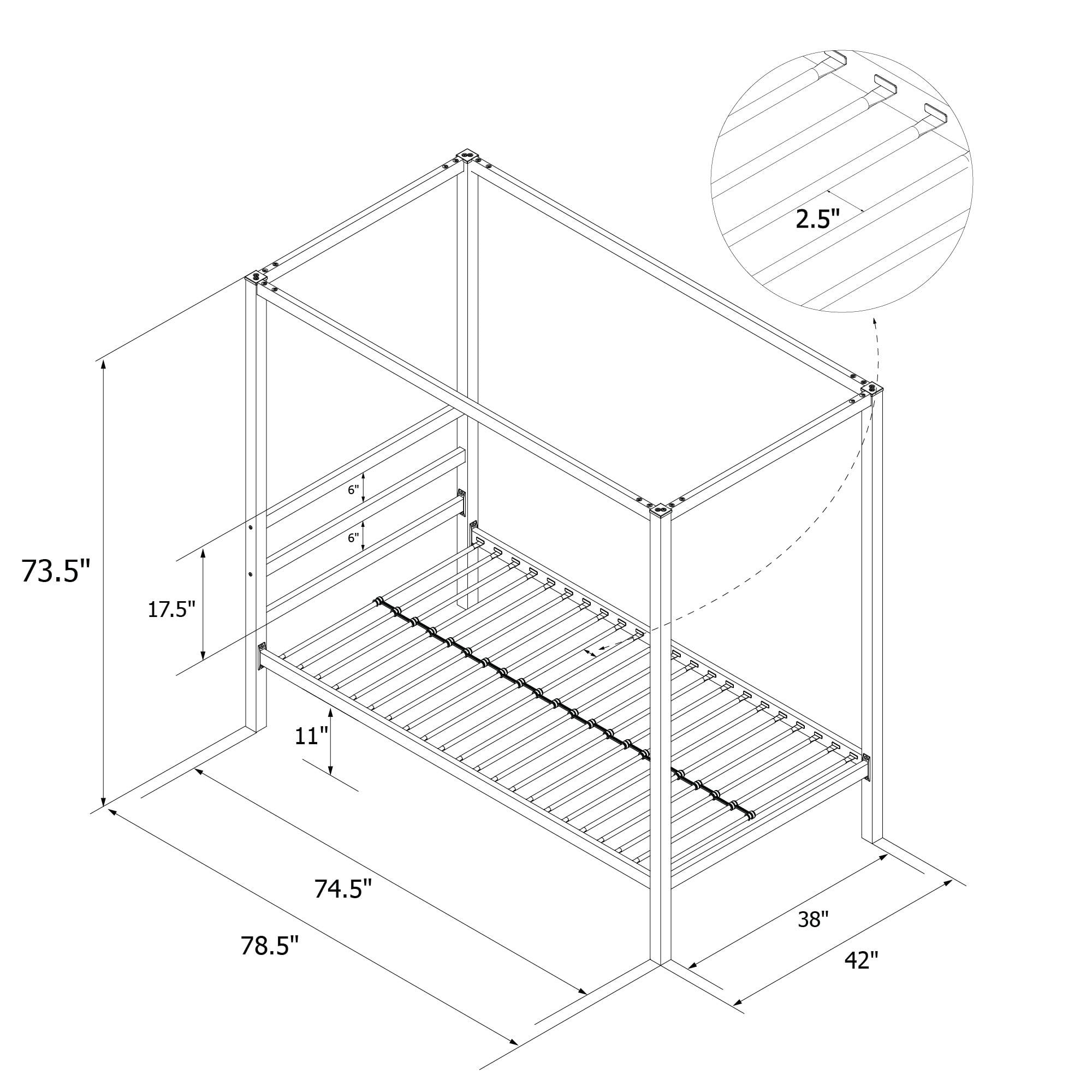DHP Modern Metal Canopy Platform Bed Frame, Twin, Gold - Image 11