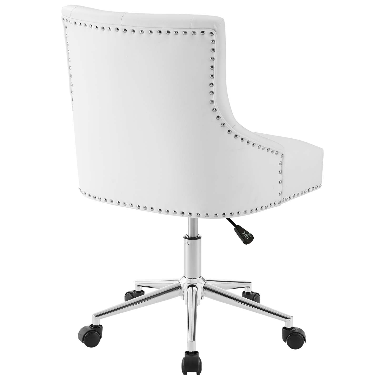 Modway Regent Tufted Button Swivel Faux Leather Office Chair in White - Image 7