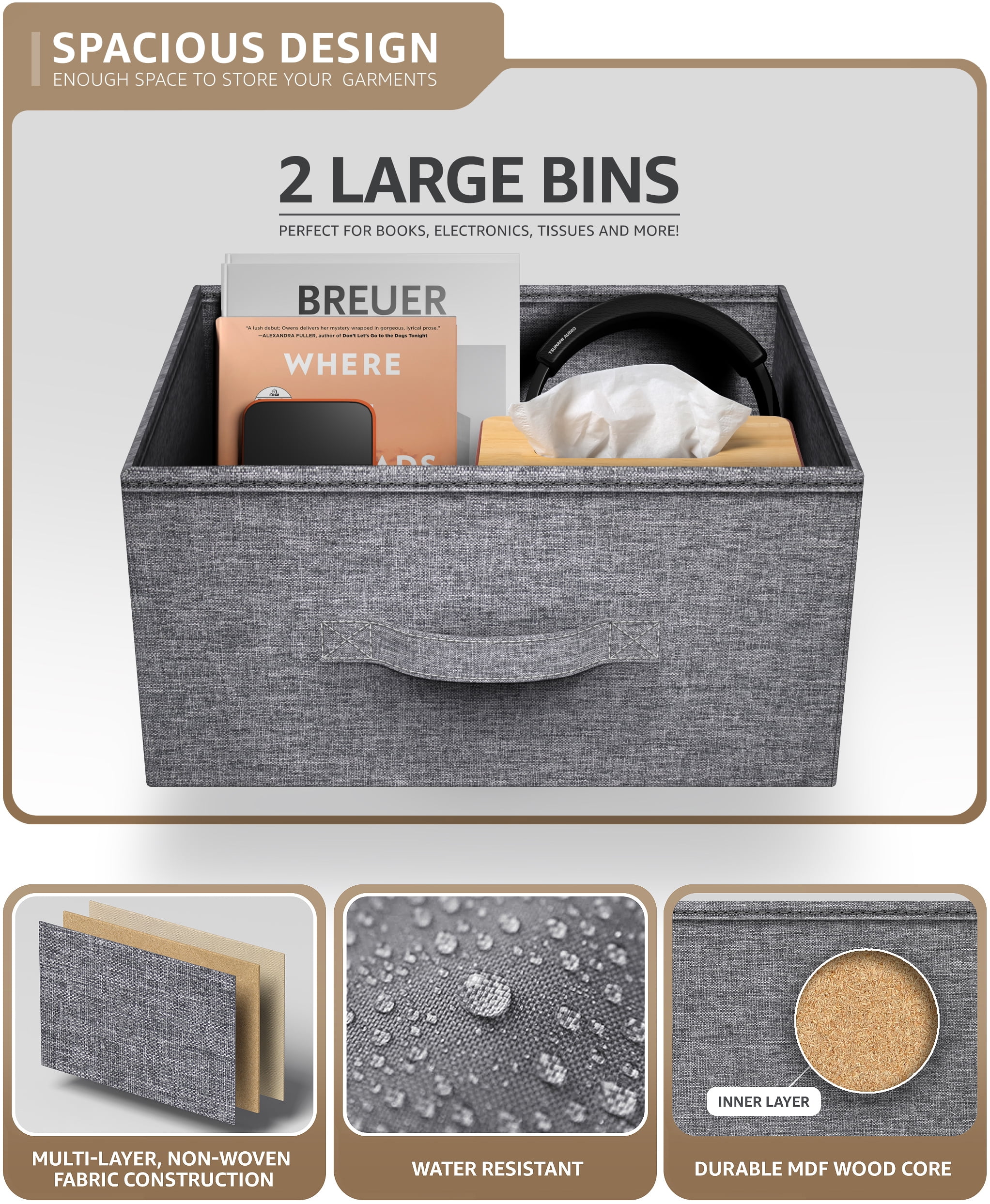 Sorbus Classic 2 Drawers Nightstand with Steel Frame and Wood Top in Black - Image 4