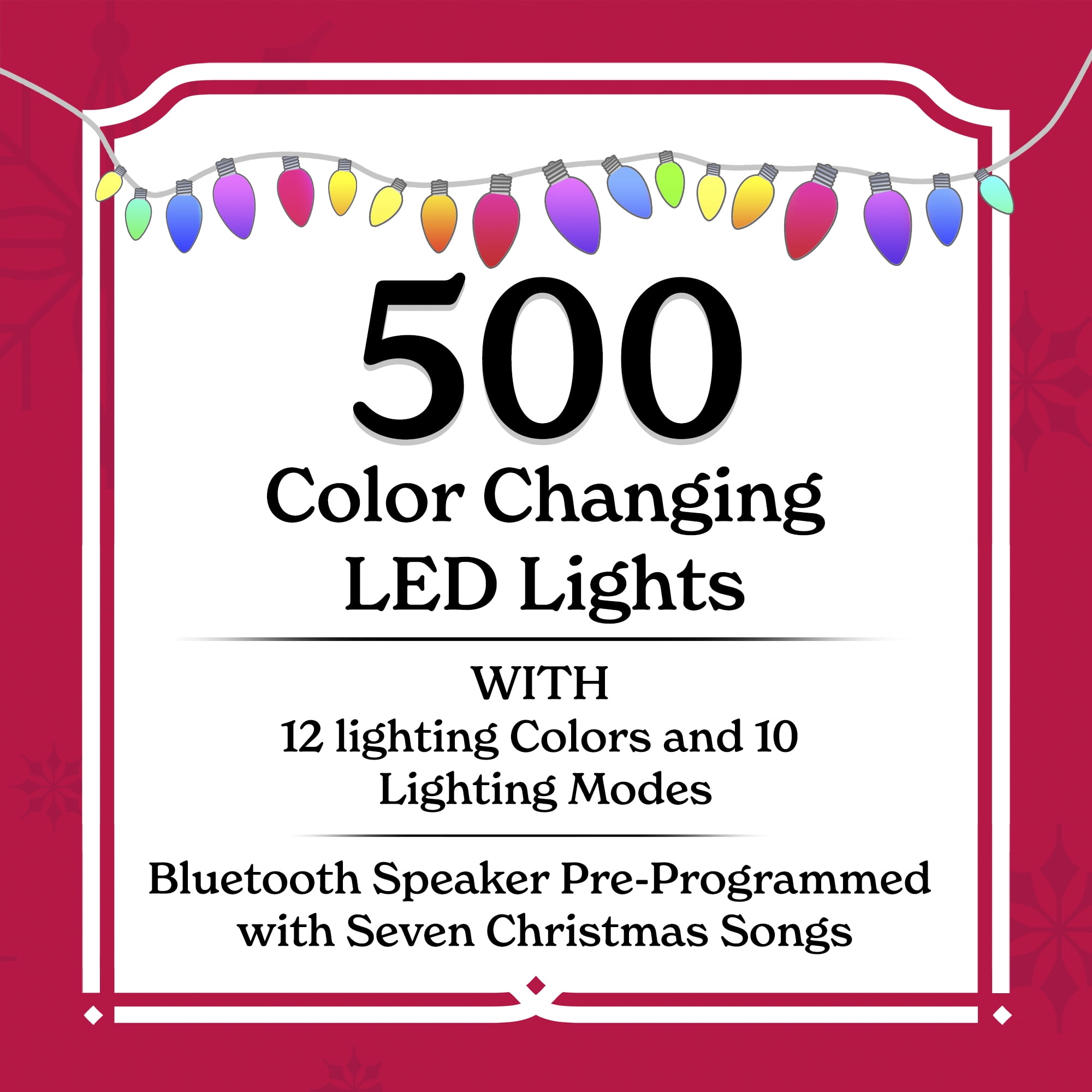 7.5 ft Bluetooth Musical Artifical Christmas Tree with 500 WRGB Color Changing Lights and a Speaker with Remote, by Holiday Time - Image 5