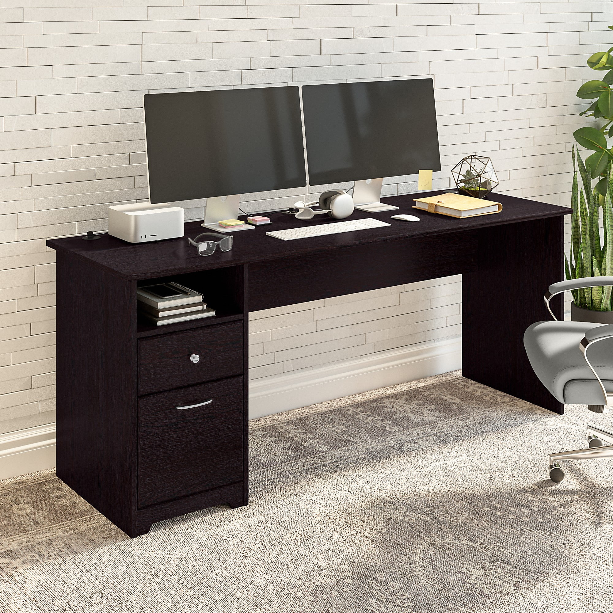 Bush Furniture Cabot 72" Computer Desk with Storage, Espresso Oak - Image 9