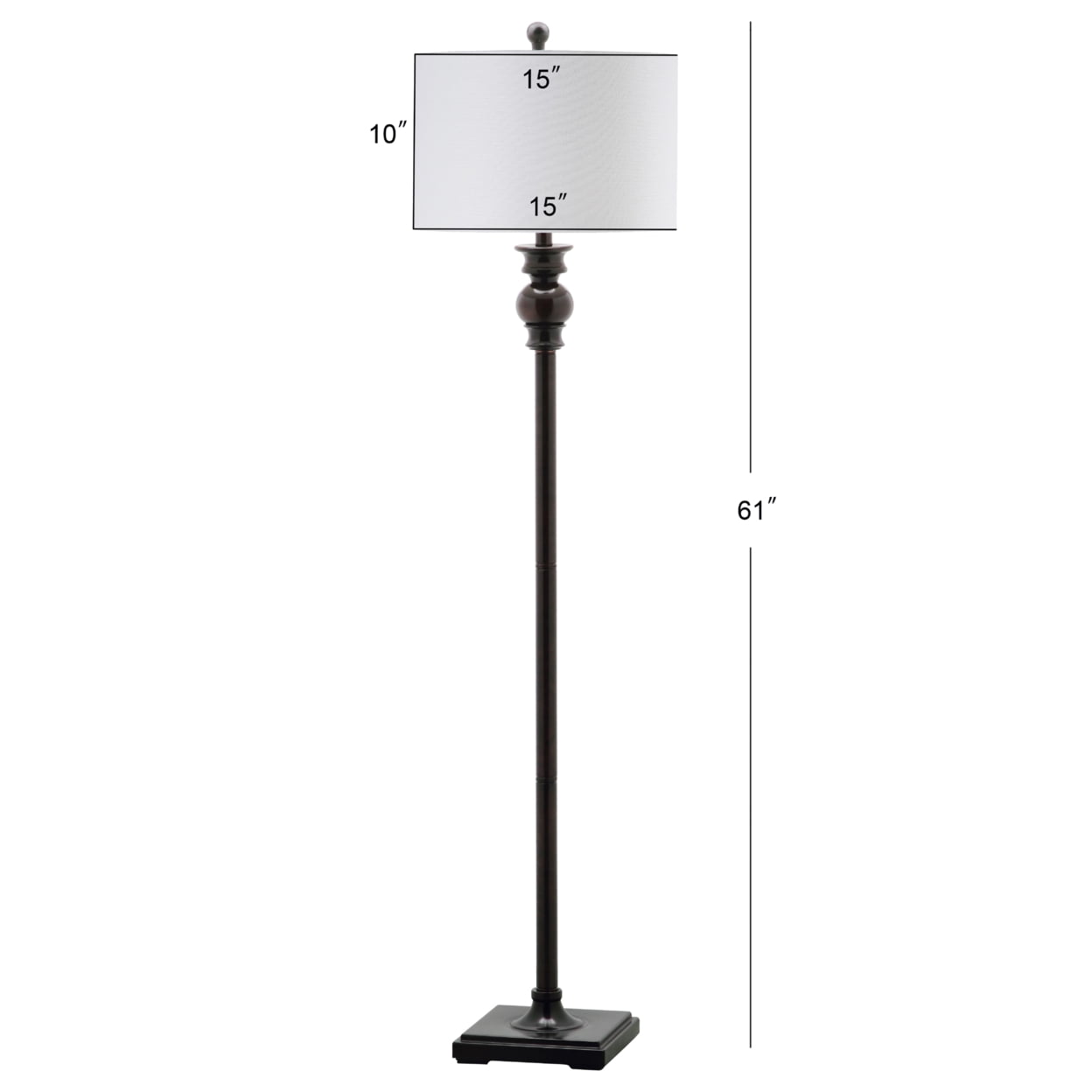 Safavieh Alphie 61 in. H Solid Floor Lamp, Ebony/Off-White Shade - Image 4