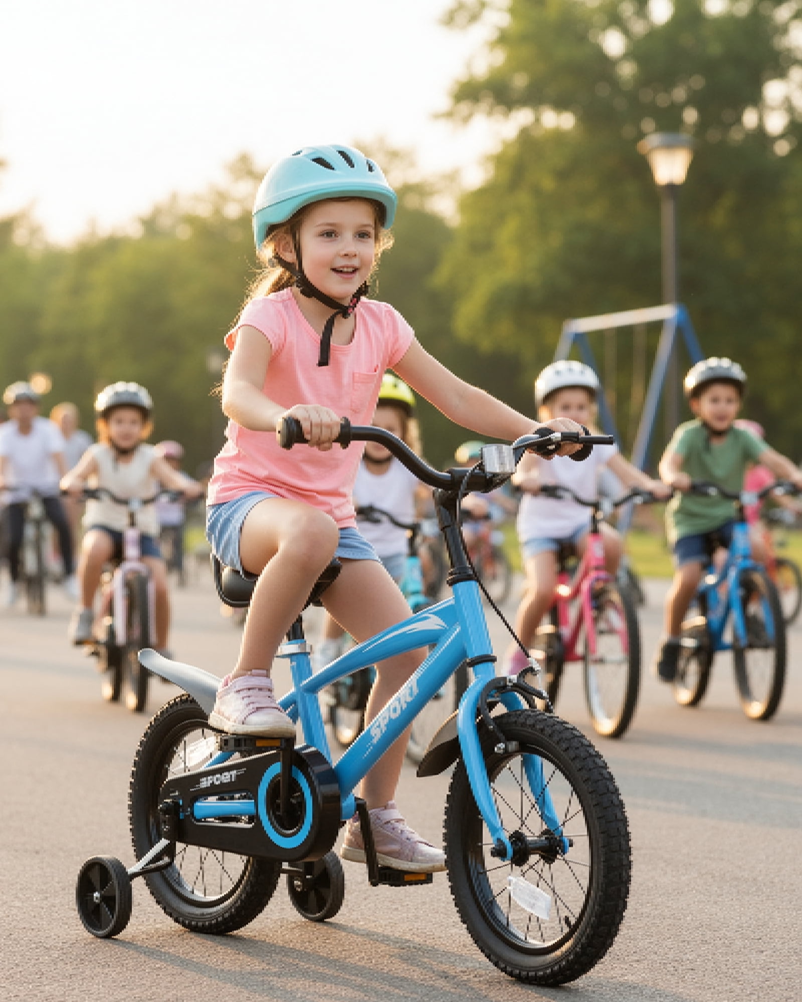 Naipo 14 Inch Kids Bike Girls and Boys Blue Bike with Removable Training Wheels - Image 3
