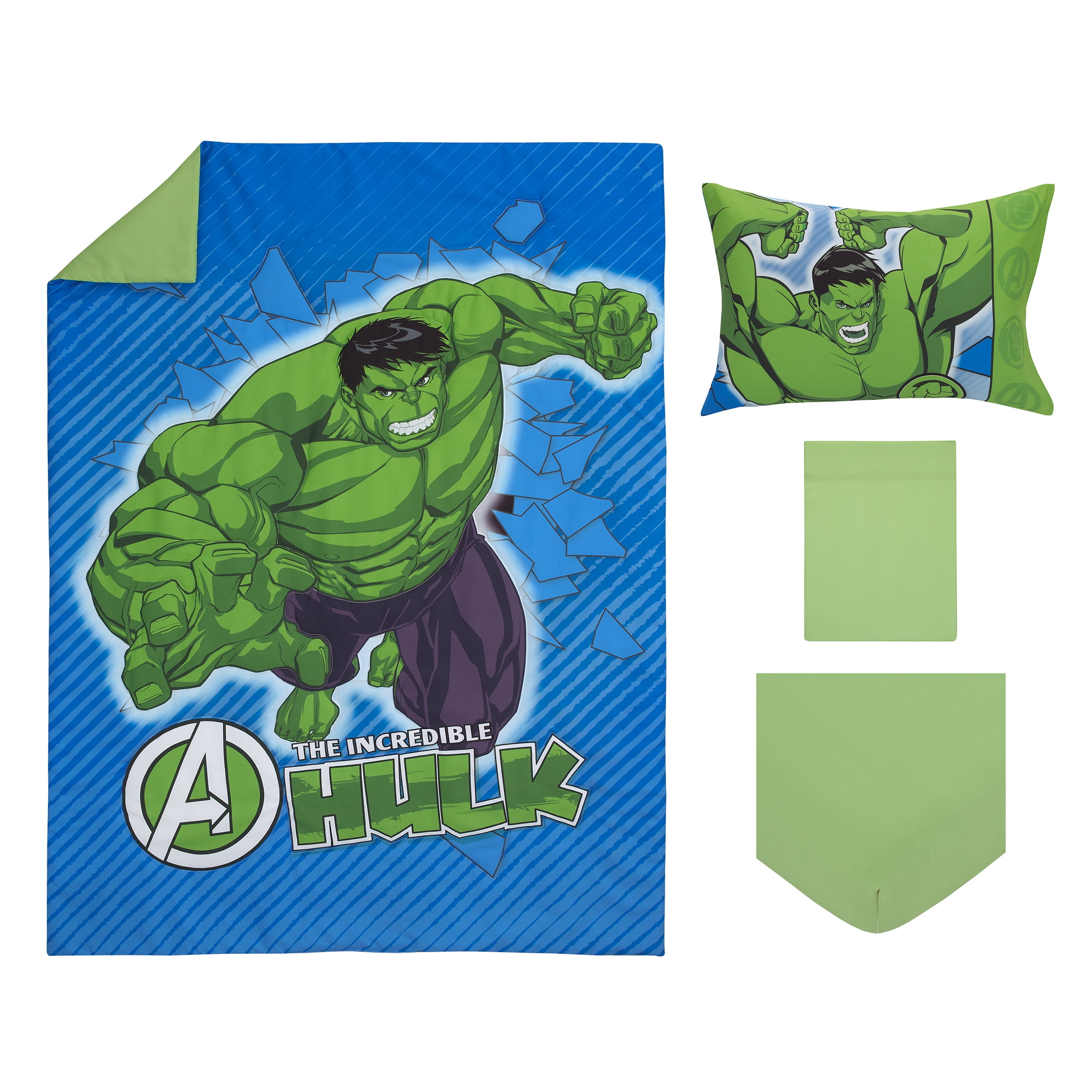 Marvel Hulk the Big Guy 4 Piece Toddler Boy Bedding Set, Comforter, Flat Sheet, Fitted Sheet, Pillowcase - Image 5