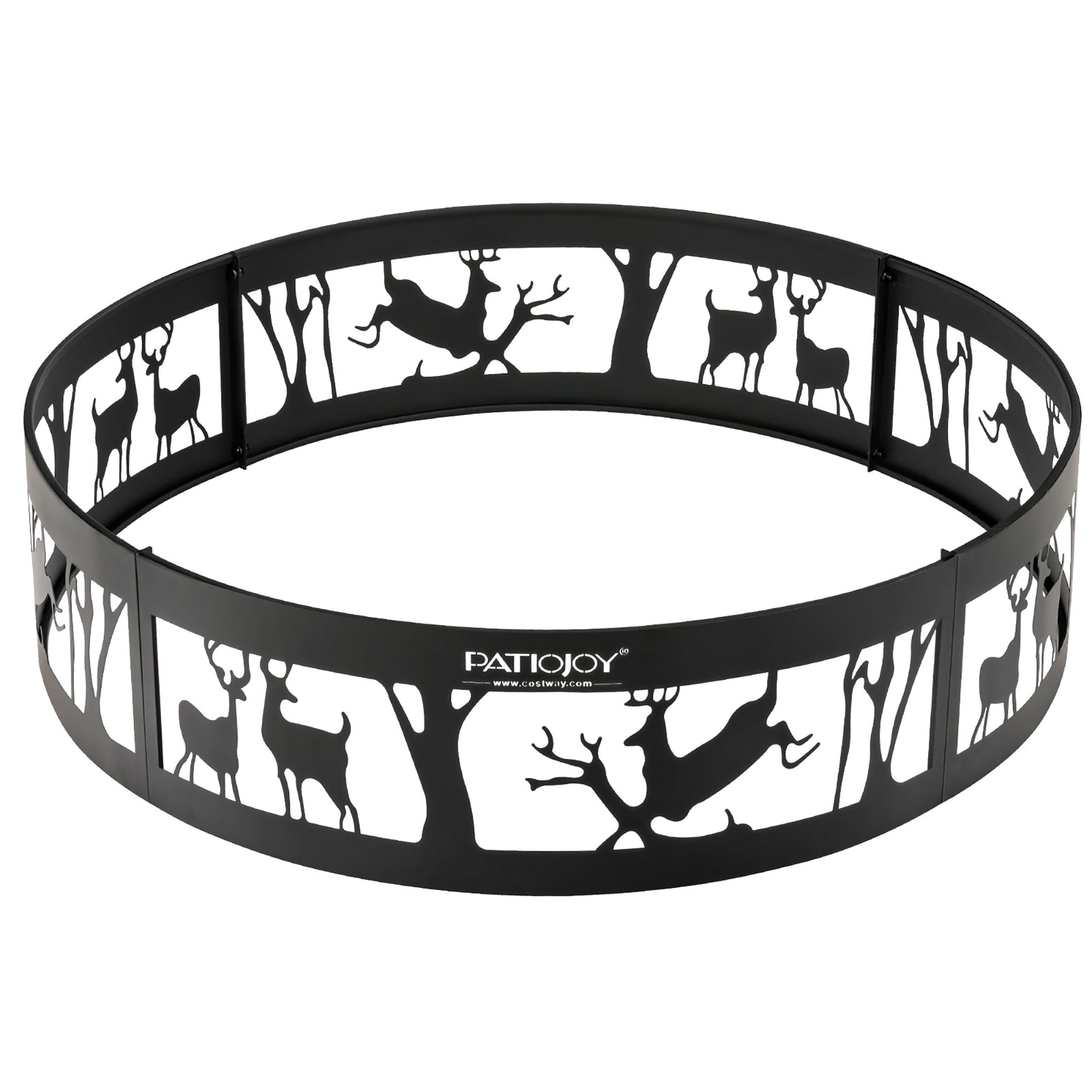 Costway 36'' Metal Fire Pit Ring Deer w/Extra Poker Bonfire Liner for Campfire - Image 10