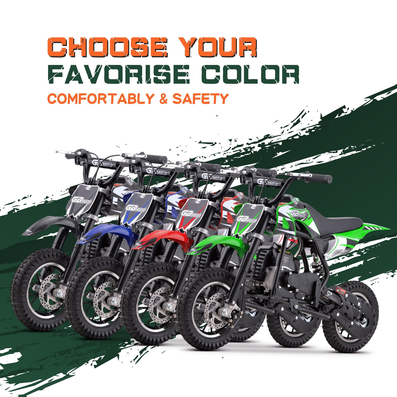 Kids Mini 50CC Gas Dirt Bike, DB1 Model 2 Stroke Ride on Bike with Off-Road Tire, Shocks, Pull Start, Oil Mixed Required, Support Up to 165lbs - Blue - Image 3