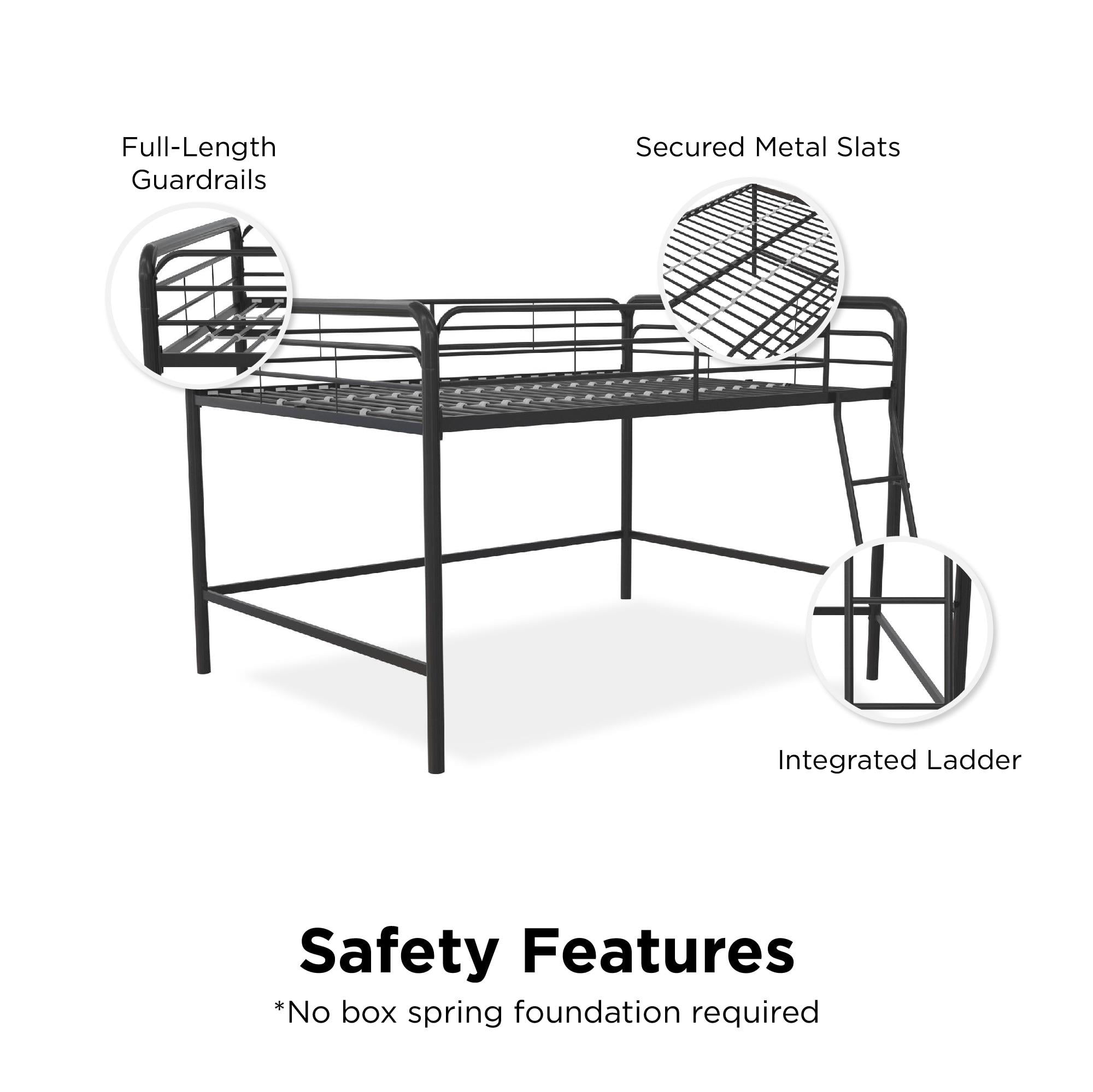 DHP Jett Junior Full Metal Loft Bed, Black - Image 12