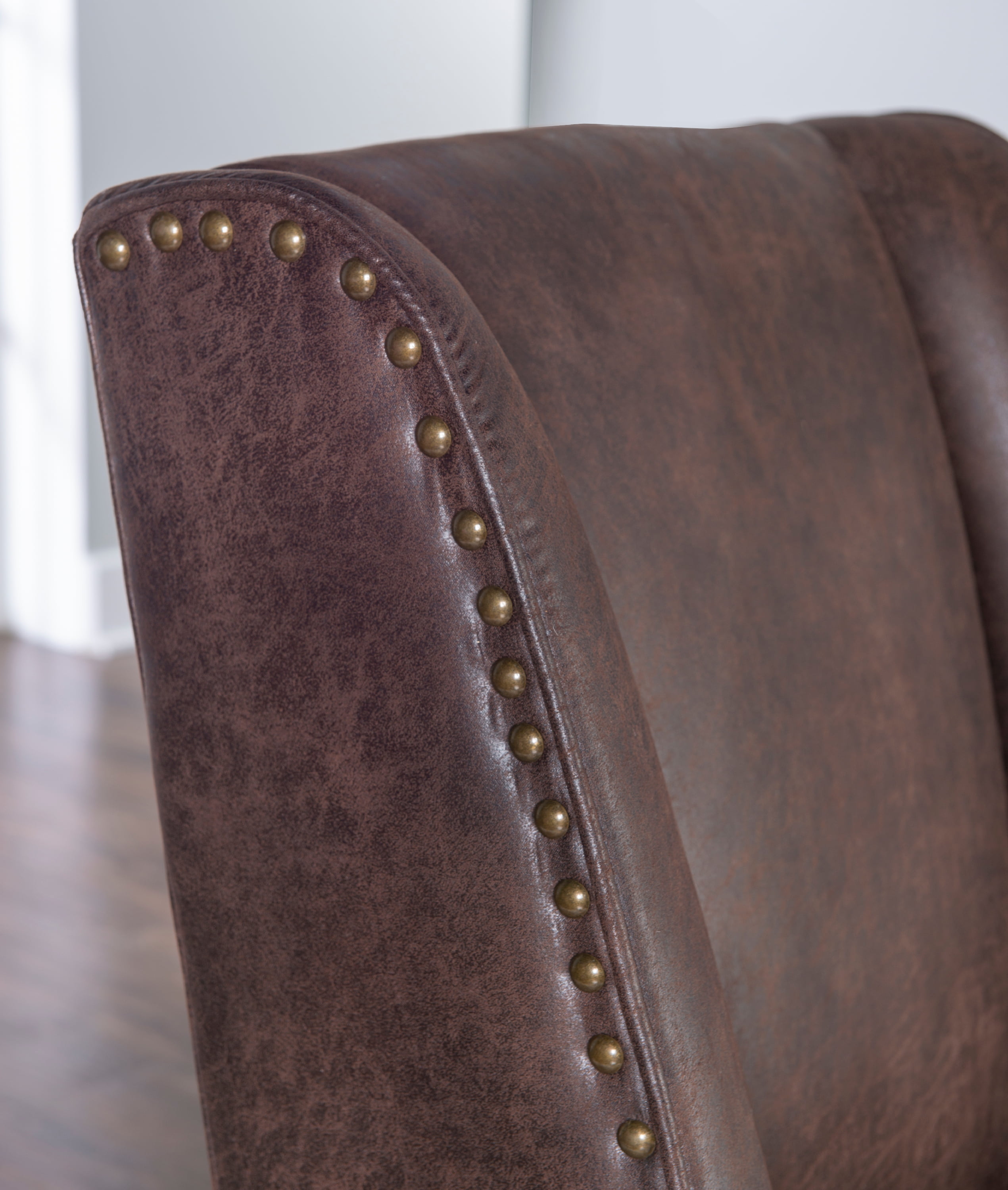 Linon Draper Faux Leather High Back Swivel Task Chair, Brown - Image 2