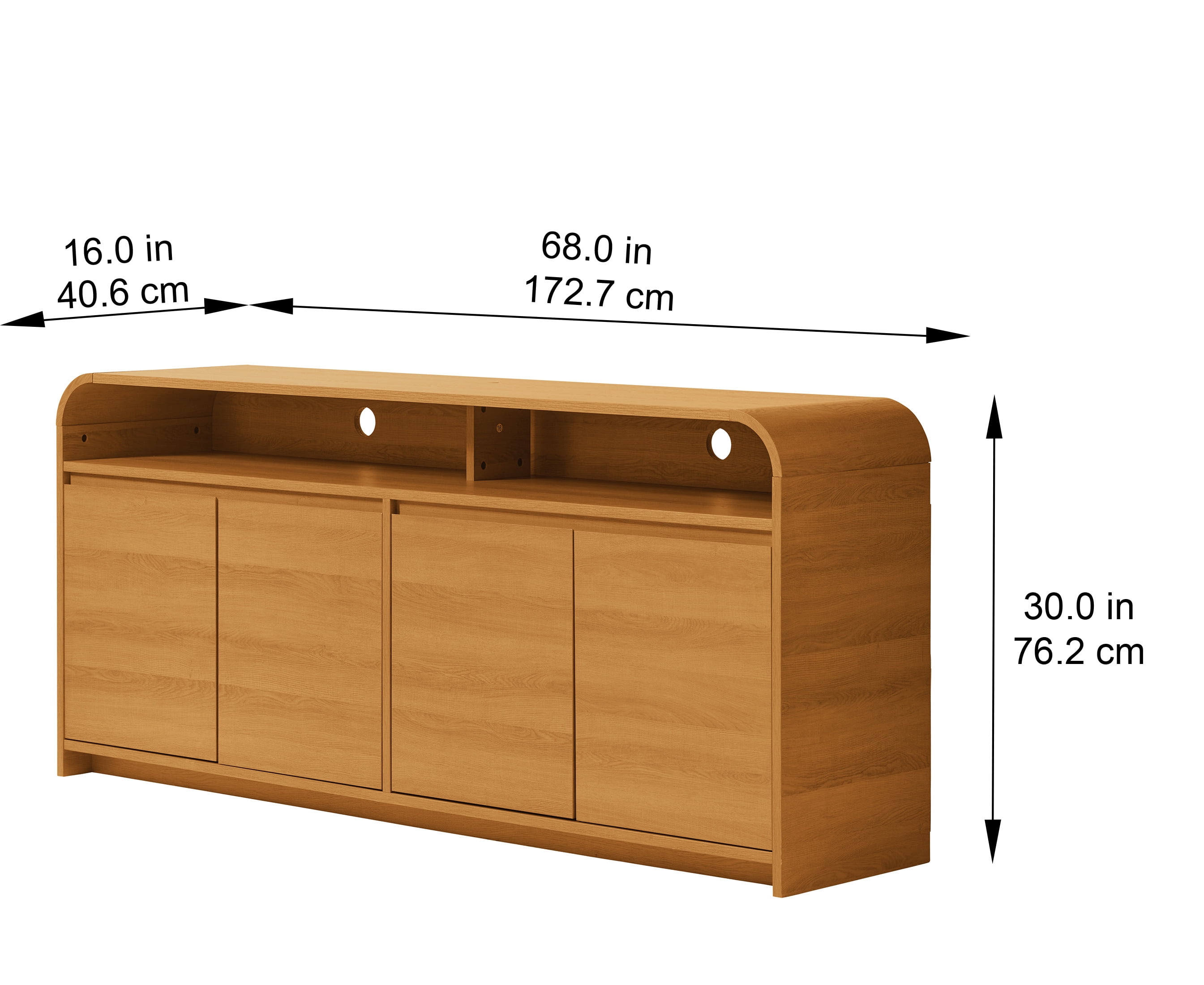 Better Homes & Gardens Juliet Curved TV Stand for TVs up to 75", Light Honey Finish - Image 5