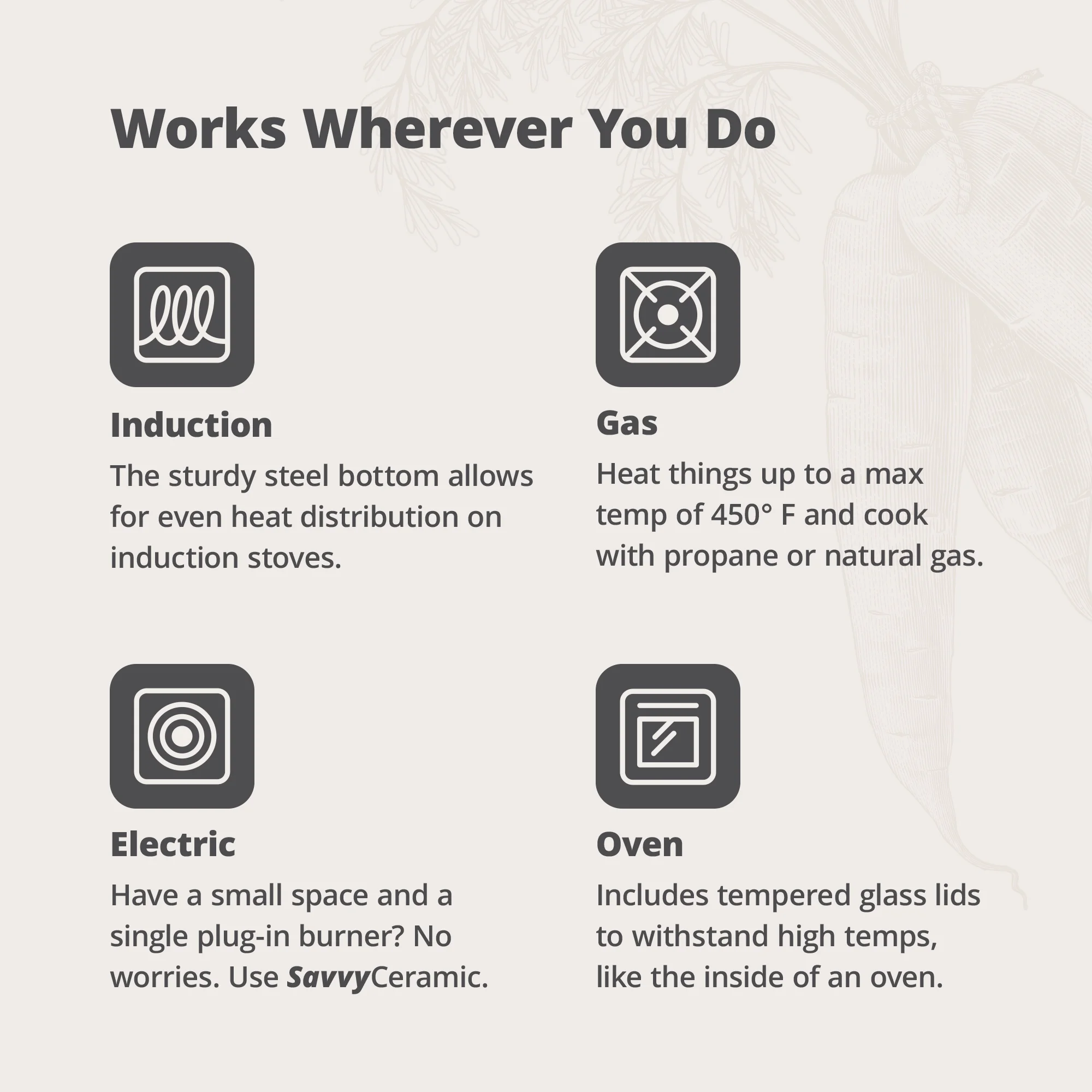 Greater Goods Savvy Ceramic Nonstick Cookware Set, 10 Piece Kit (Birch White) - Image 5