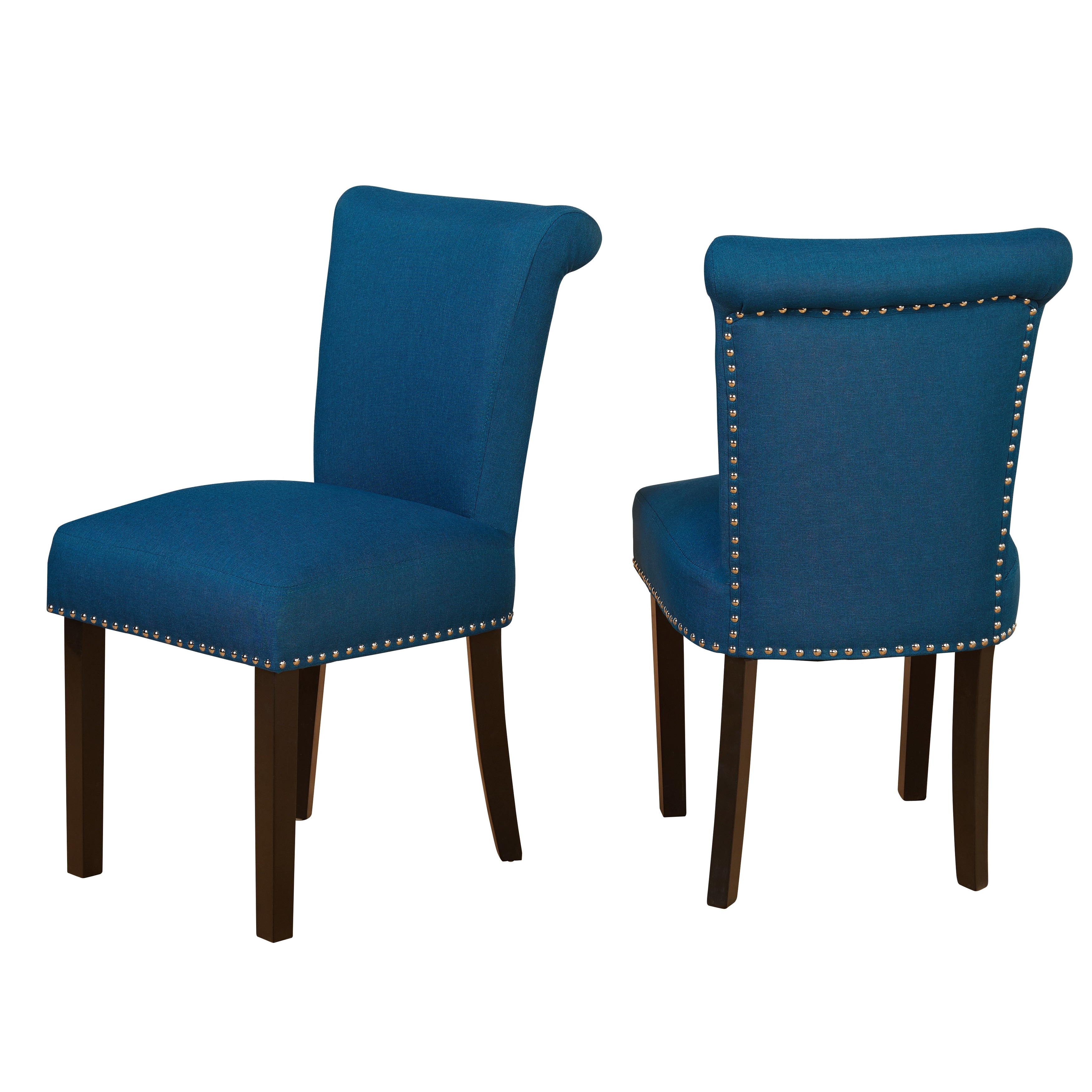 Simple Living Adeline Nailhead Parsons Dining Chair (Set of 2) Parson Chairs Grey Wood,Rubberwood Upholstered Polyester - Image 3