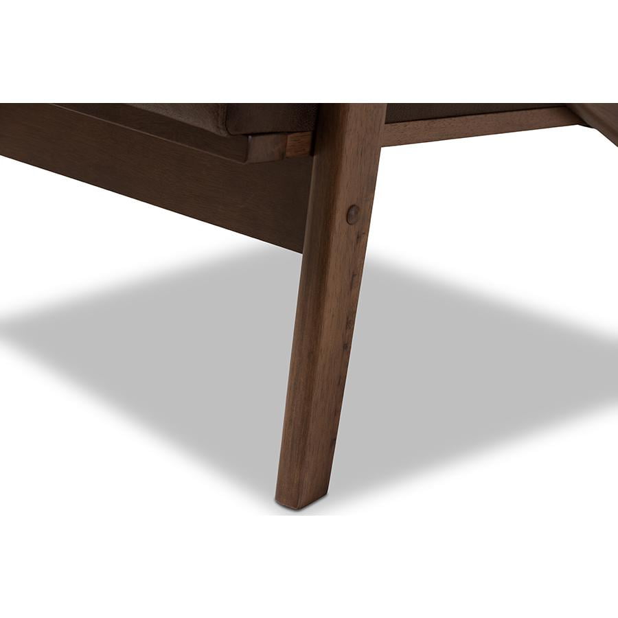 Baxton Studio Bianca Mid-Century Modern Walnut Wood Dark Brown Distressed Faux Leather Lounge Chair - Image 2