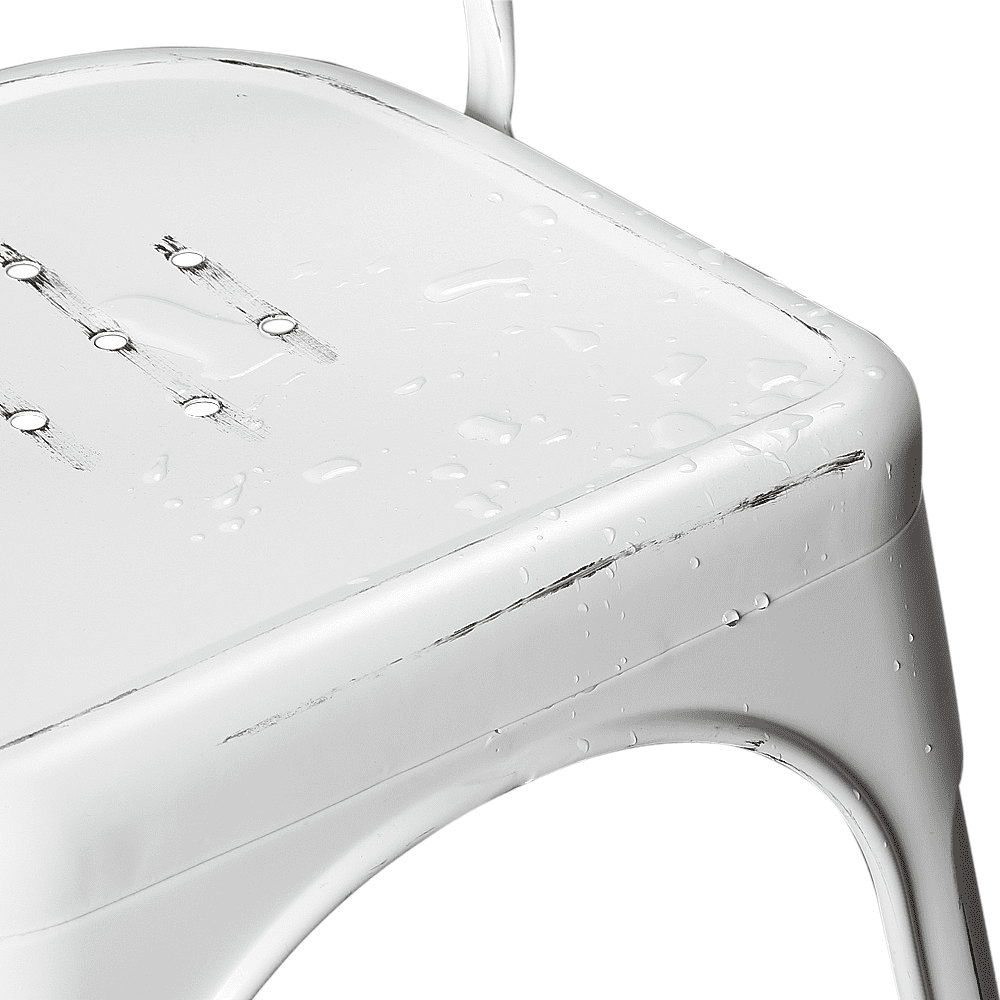 Renwick Industrial Iron Dining Chairs for Home, Set of 4, Distressed White - Image 2