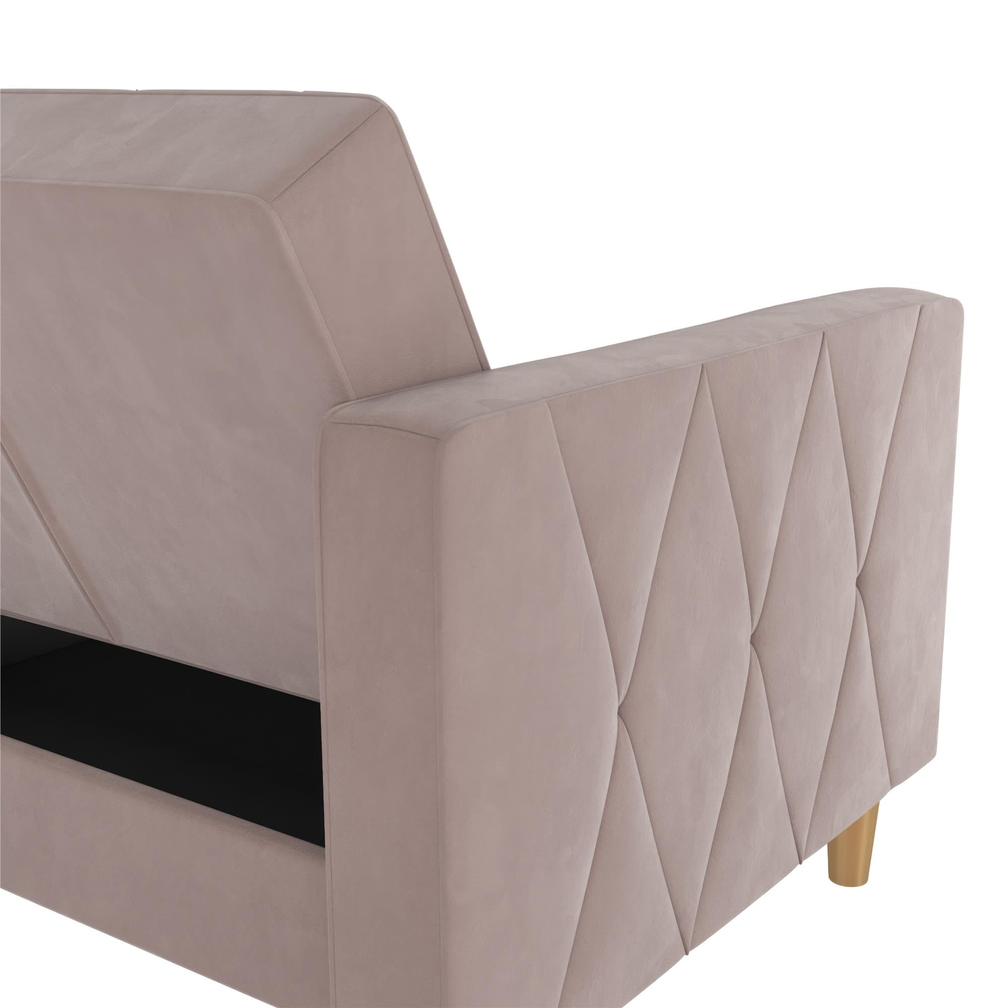 CosmoLiving Liberty Futon with Storage, Blush Velvet - Image 21
