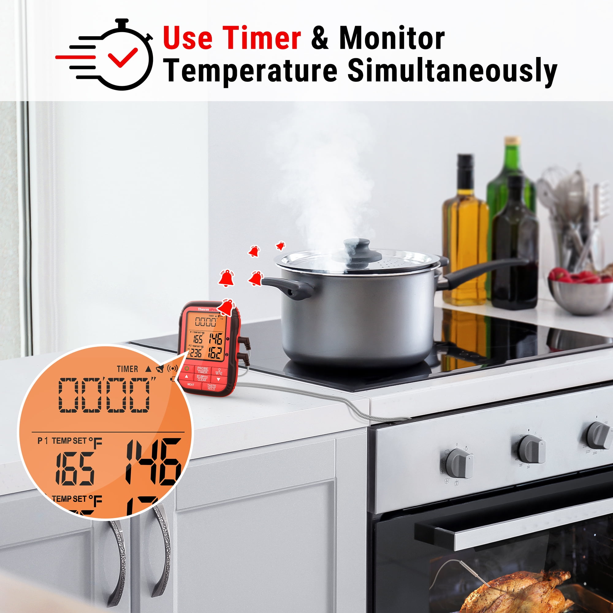 ThermoPro TP828BW 1000FT Wireless Meat Thermometer with Dual BBQ Probe, Grill Thermometer for Outside Grill, Meat Thermometer for Smoker Oven Grill - Image 5