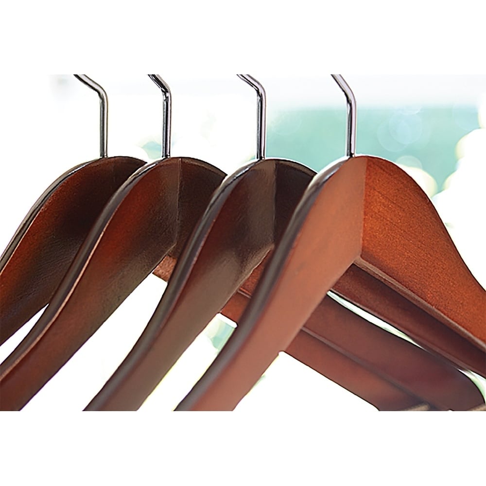 The Great American Hanger Company Concave Wooden Top Hanger with Walnut Finish, Thick Curved Coat Hangers with Chrome Swivel Hook for Jackets or Fine - Image 3