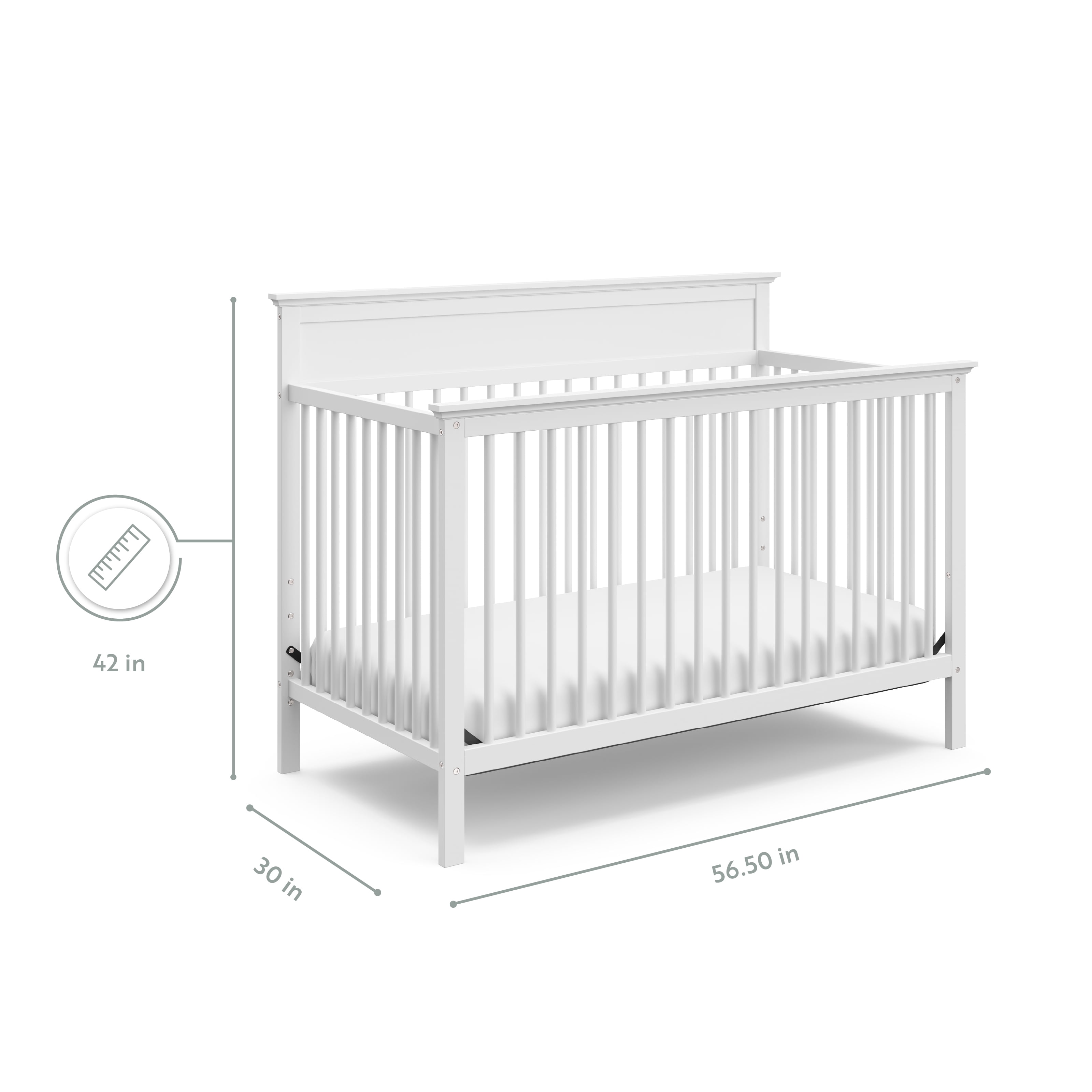 Storkcraft Horizon 5-in-1 Convertible Baby Crib, White - Image 6