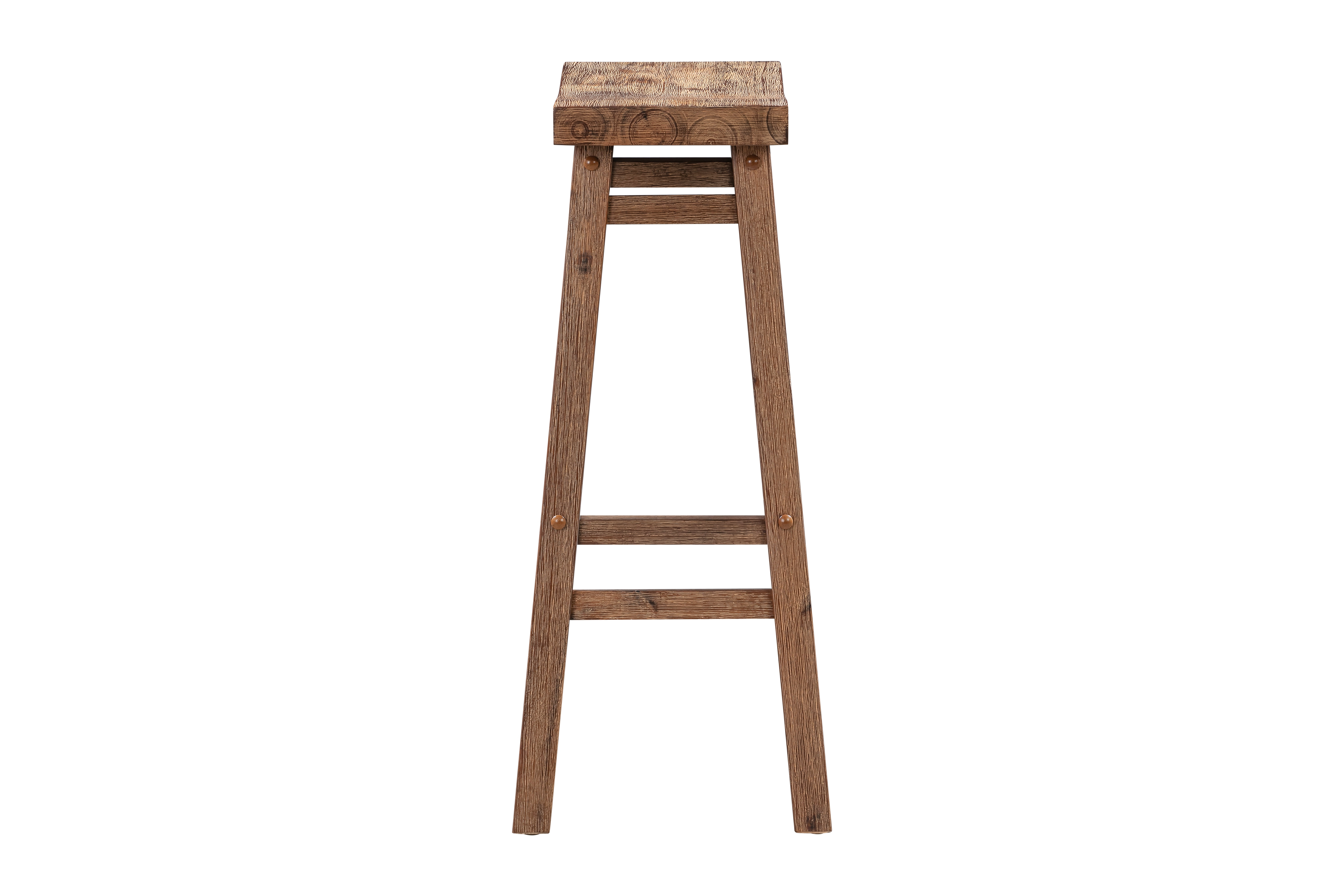 Boraam Sonoma Bar Height Backless Saddle Wood Kitchen Bar Stool, Barnwood Wire-Brush Finish - Image 4