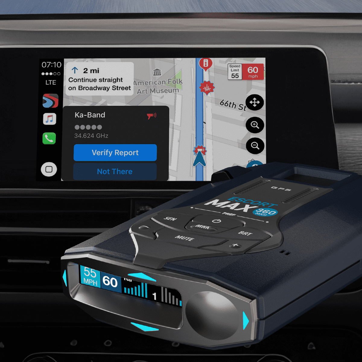 Escort MAX 360 MKII Bluetooth Radar Detector, 360° Awareness, Exceptional Range, Apple CarPlay® & Android Auto® (New) - Image 9