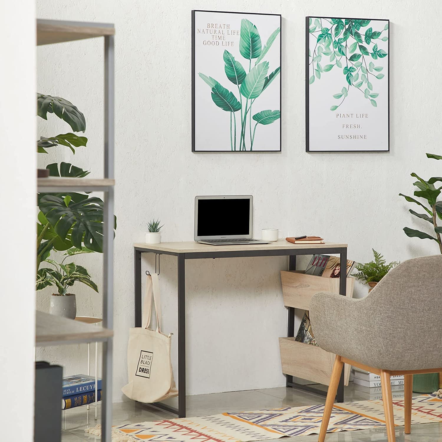 Caffoz Simple Computer Desk for Small Space, Natural - Image 4